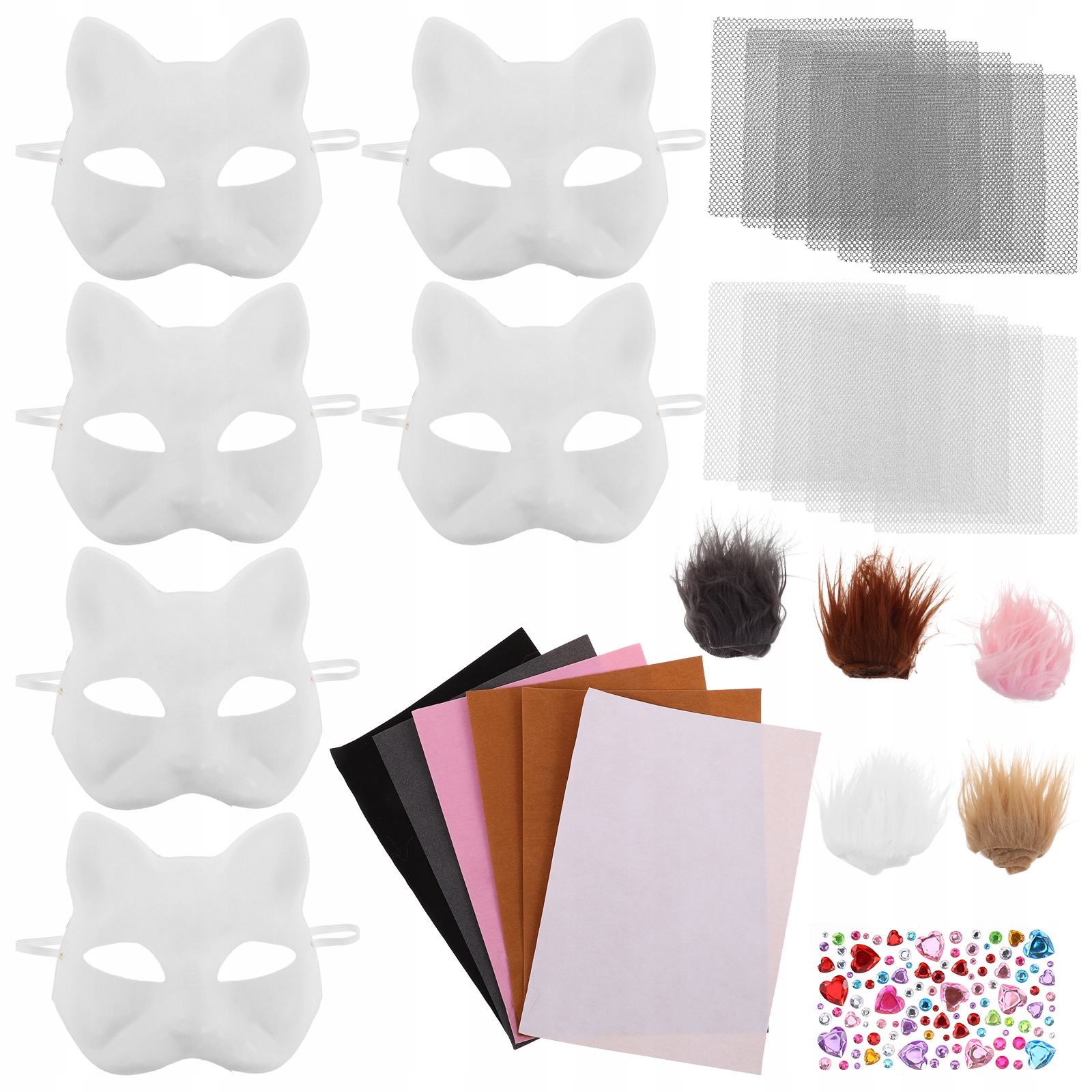THERIAN COSPLAY MASKA NA TWARZ KOTA DO MALOWANIA DIY BIAŁY PAPIER 6 SZTUK