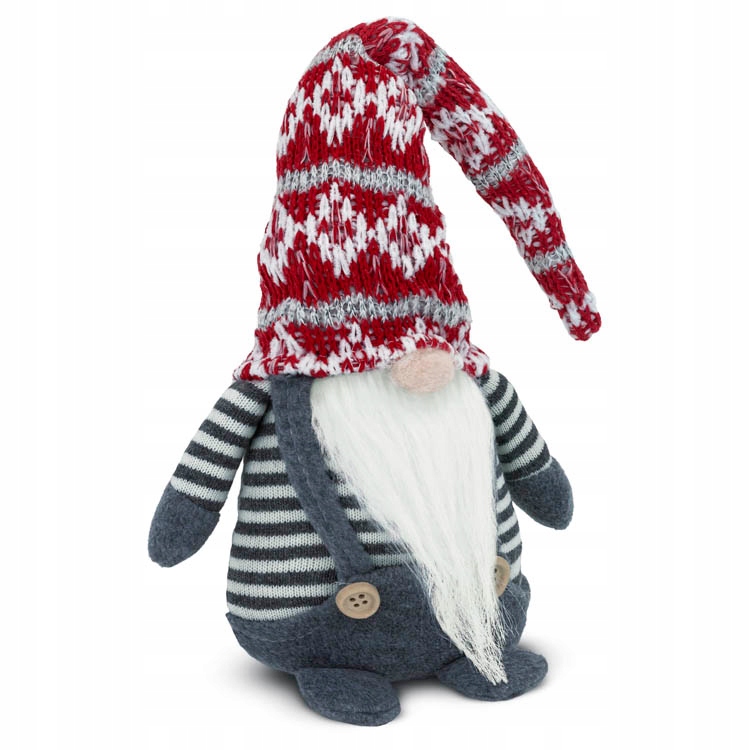 ŚWIĄTECZNY SKRZAT OZDOBA ŚWIETA KRASNAL GNOM POD CHOINKĘ STOJĄCY PASKI
