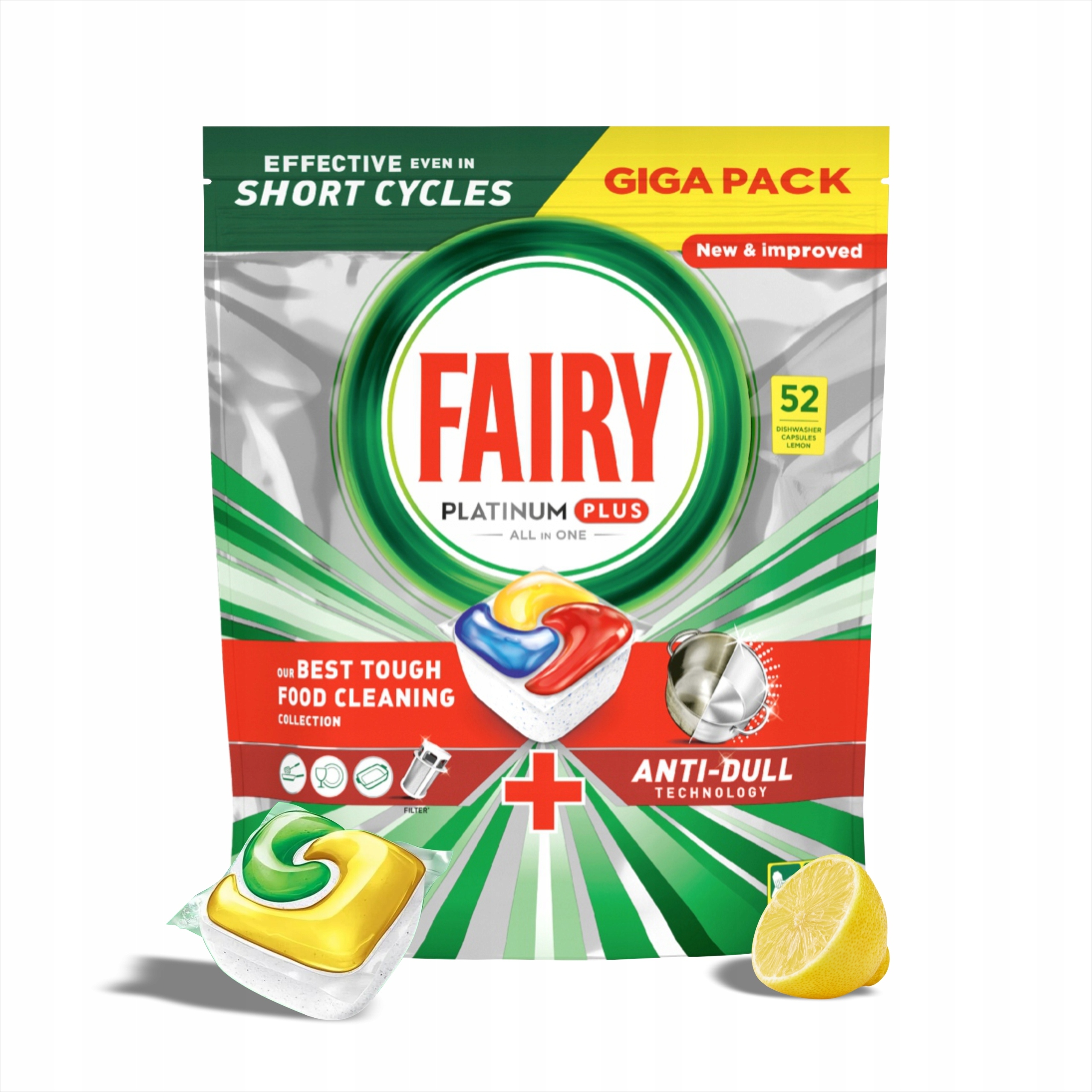 FAIRY PLATINUM PLUS LEMON 52 SZT. ALL IN ONE KAPSUŁKI DO ZMYWARKI
