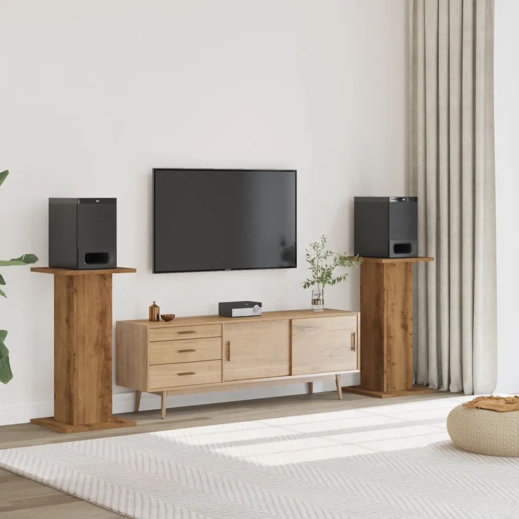 vidaXL Podstawki pod głośniki, 2 szt., dąb artisan, 30x30x80 cm