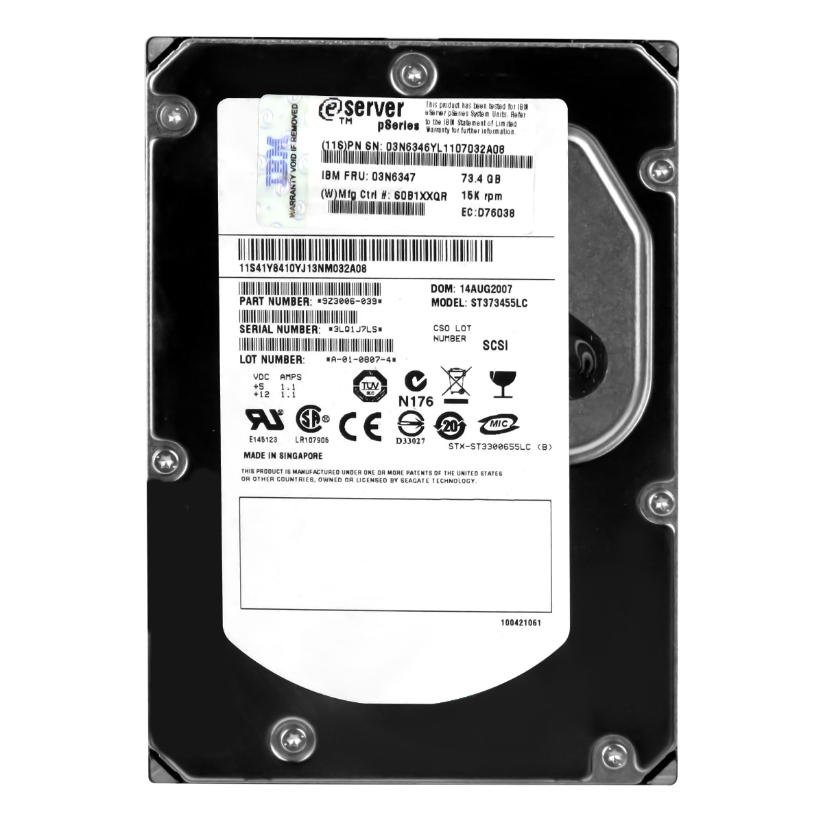 Ibm 03N6347 03N6346 73,4 Gb 15K 16MB Scsi U320 3,5'' ST373455LC