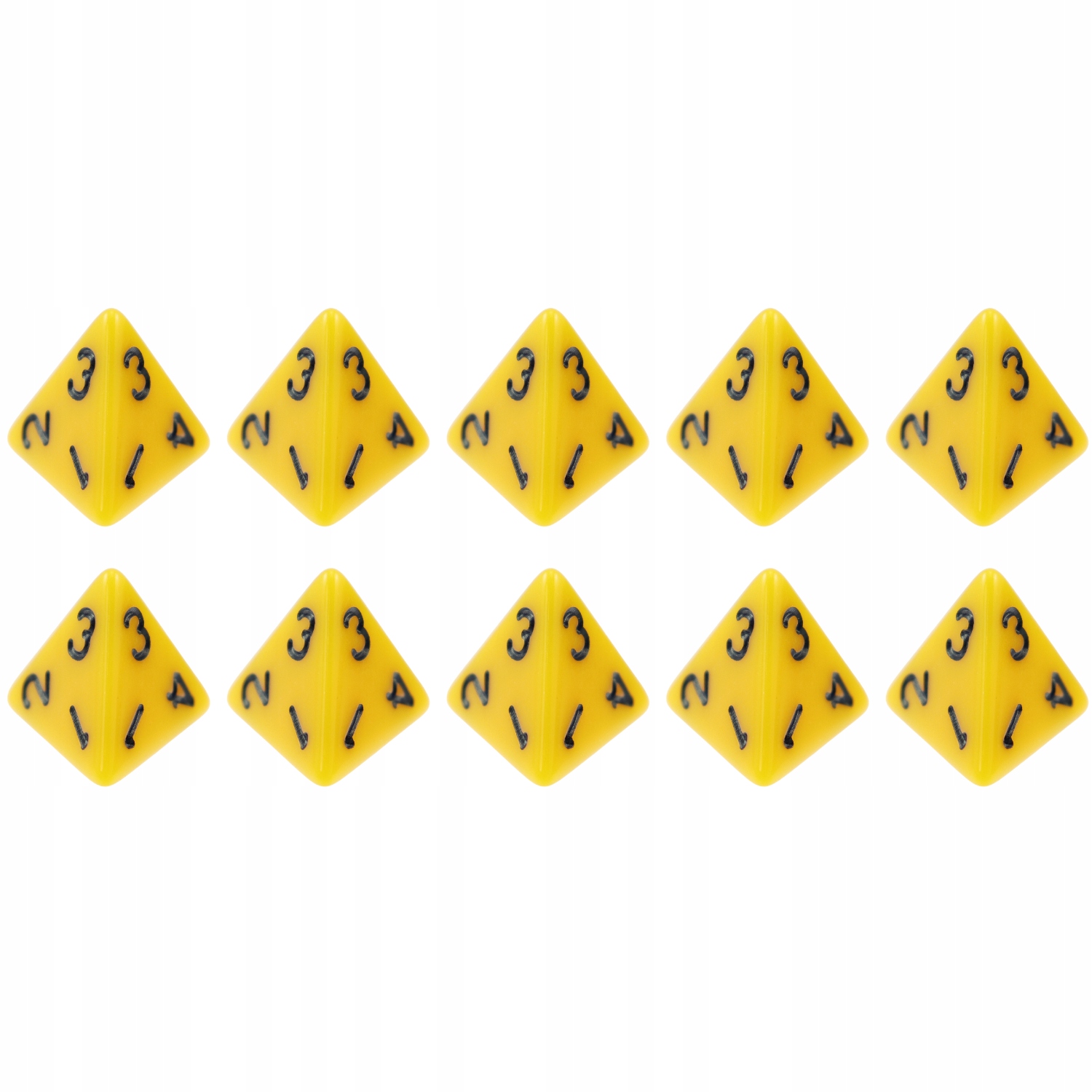 ZESTAW 10 KOSTEK K4 RPG ŻÓŁTA KOŚĆ CZTEROŚCIENNA