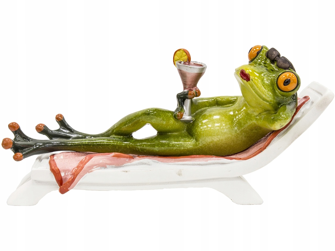 

Figurka 19x10x7,5 cm Żaba na leżaku Z drinkiem