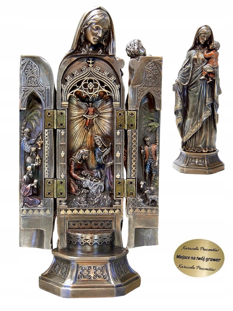 Mária S Dieťatkom Renesančná Figúrka Triptyk Ołtarzyk Vianoce