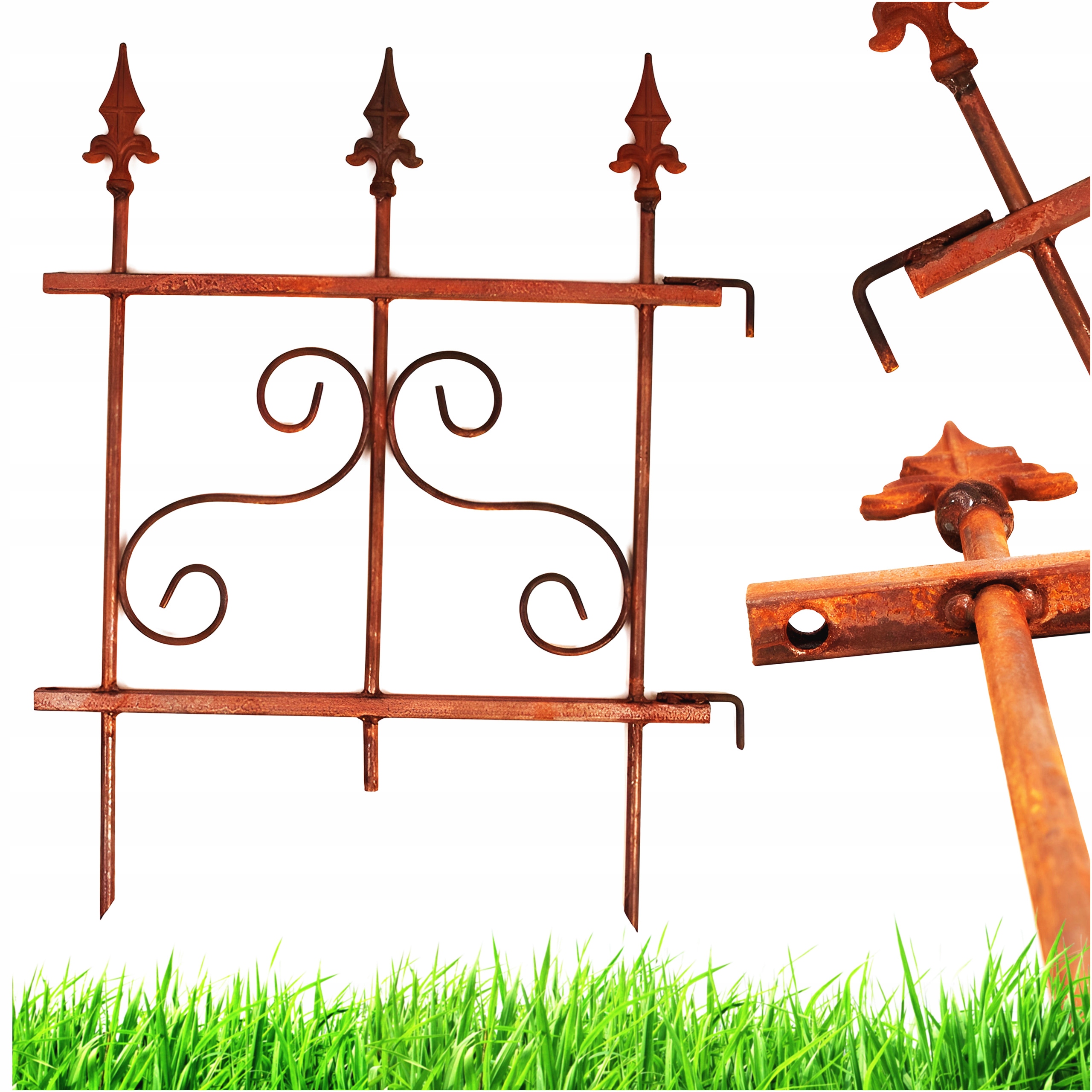 Zahradní Palisáda Pergola Zahradní Plot Obrubník 60 CM Rezavá Kovová Ocel