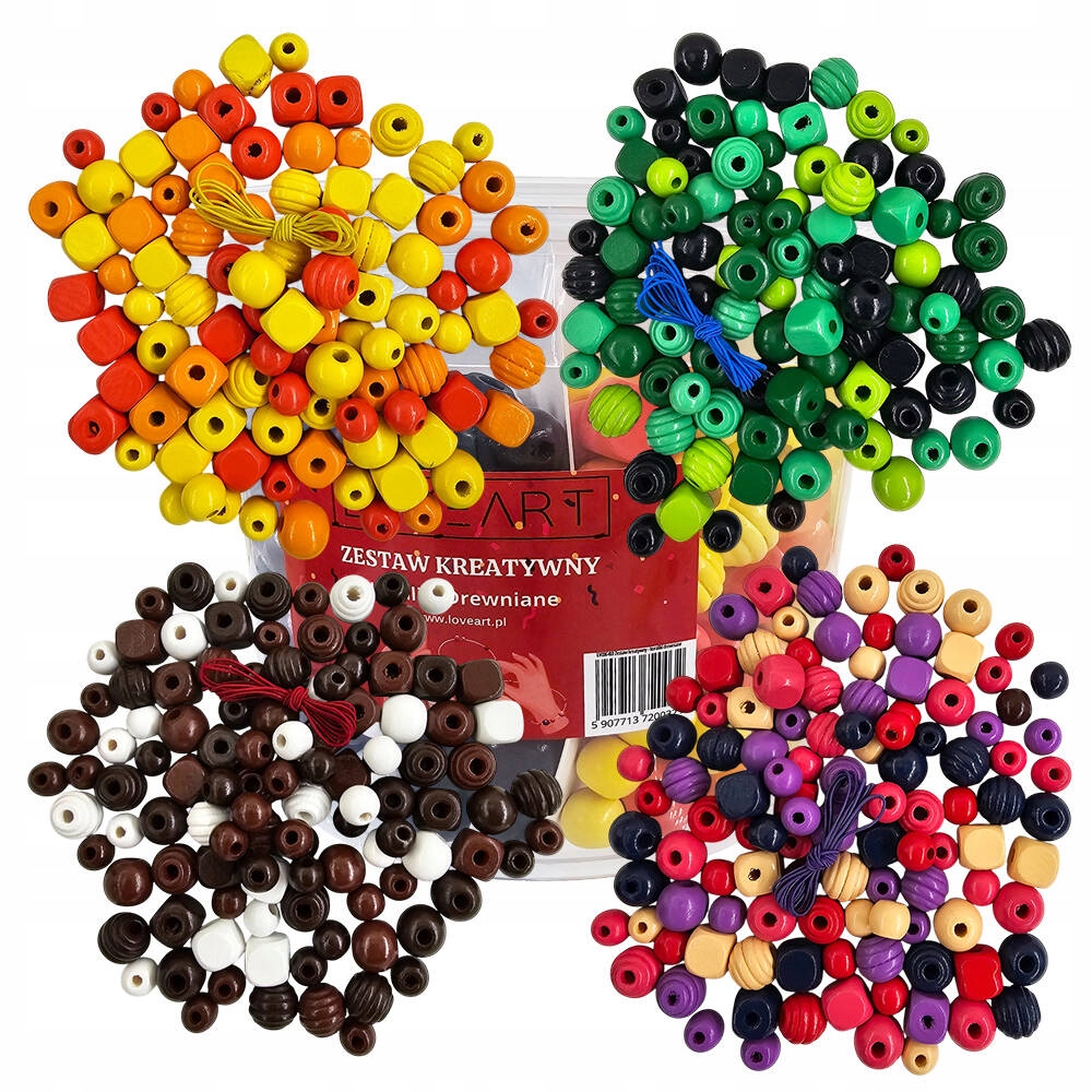 Kreatív készlet Fa gyöngyök felfűzhető 400 db-os díszgolyók Csomagolás állapota eredeti