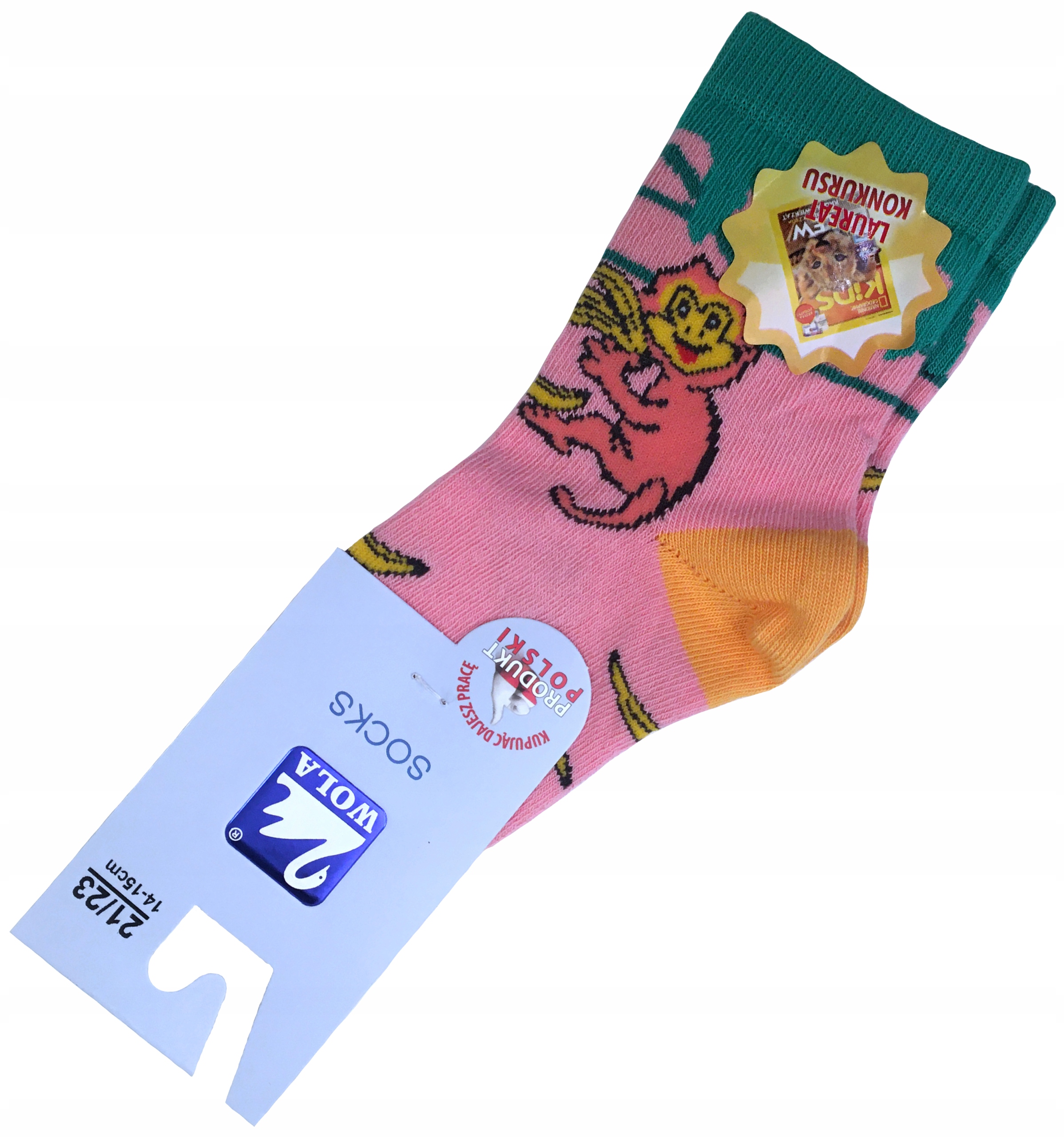 

Skarpetki 27/29 18-19 cm różowe z małpką