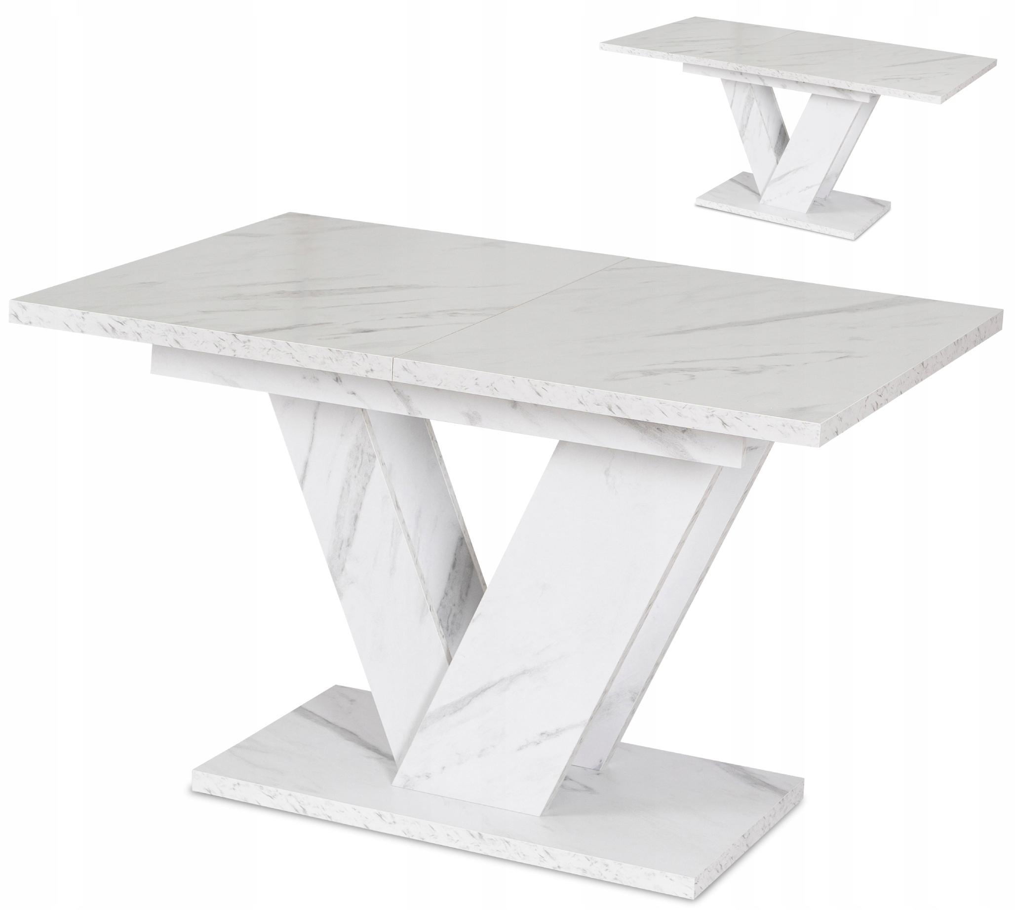 Kuchyňský Rozkládací Stůl Bílý Mramor 120-160 Moderní Clark