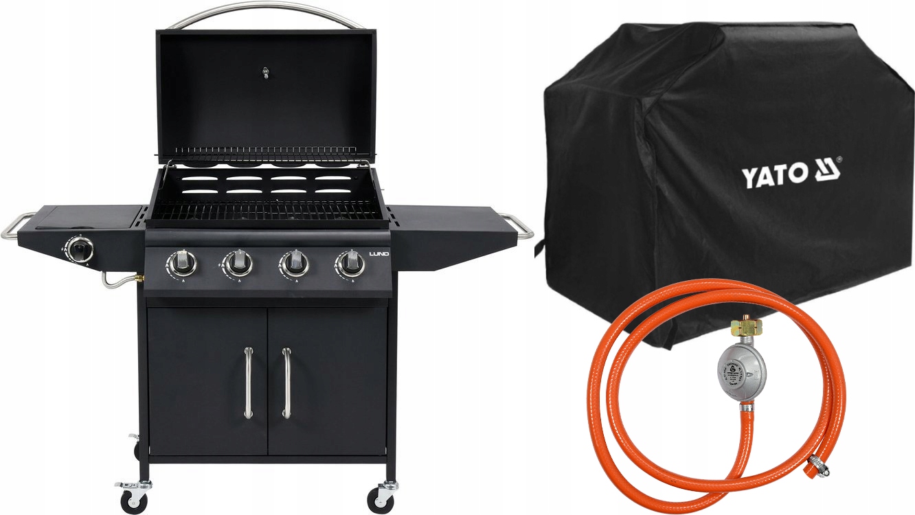 

Grill Gazowy 16kW Ogrodowy Palniki 4+1 Pokrowiec
