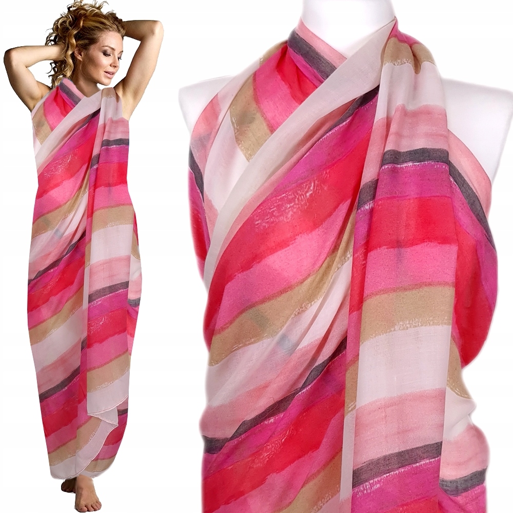 PAREO CHUSTA PLAŻOWA w paski narzutka NOWE KOLORY