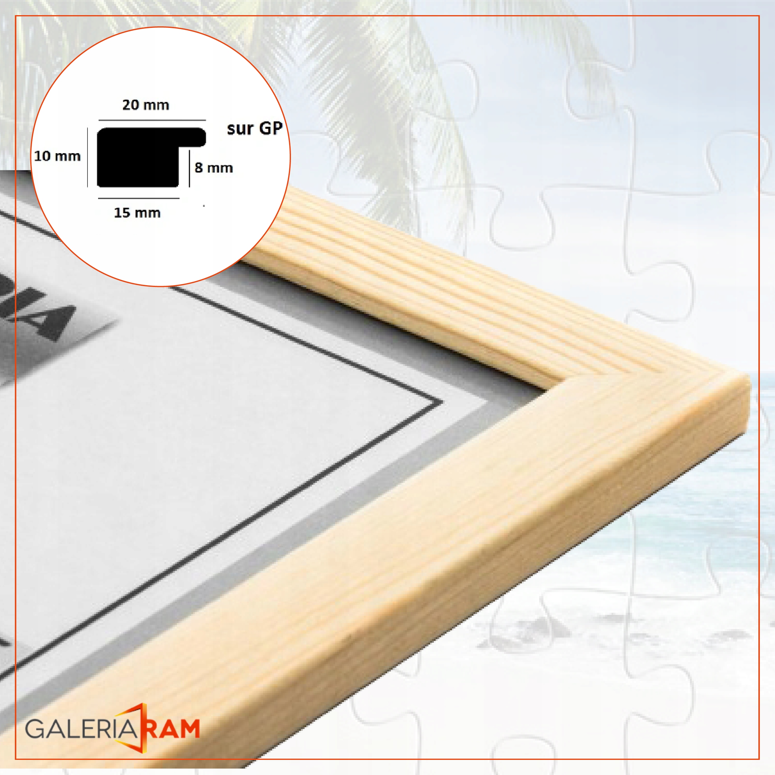 Rama z drewna surowego 60x80 sur GP -PŁASKA- Marka inna