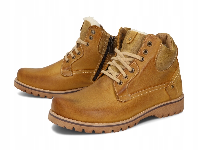 TRZEWIKI MĘSKIE BUTY OCIEPLANE SKÓRA 885 CAMEL 45