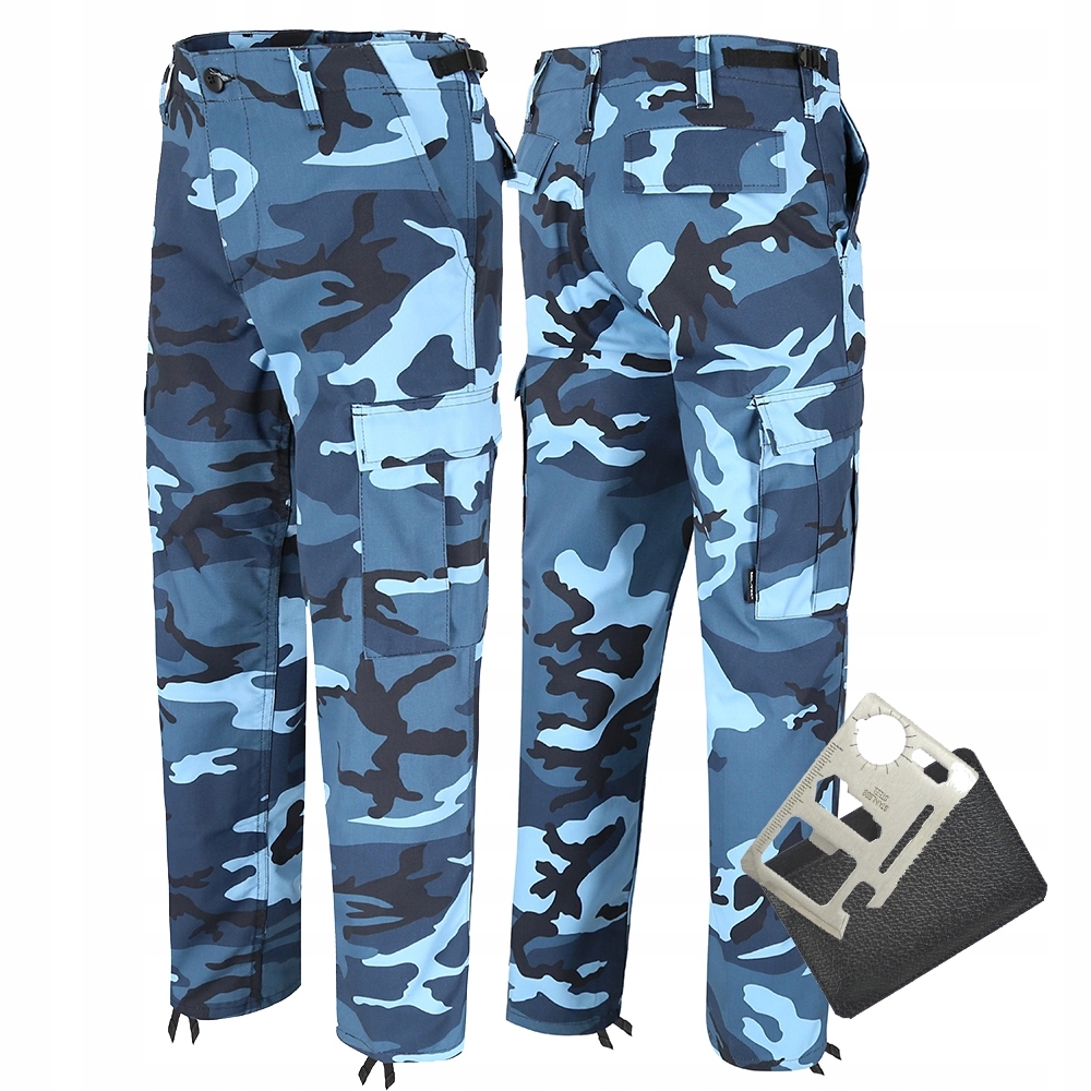 Spodnie Bojówki Wojskowe Robocze Mil-tec Sky Blue Karta Survivalowa S