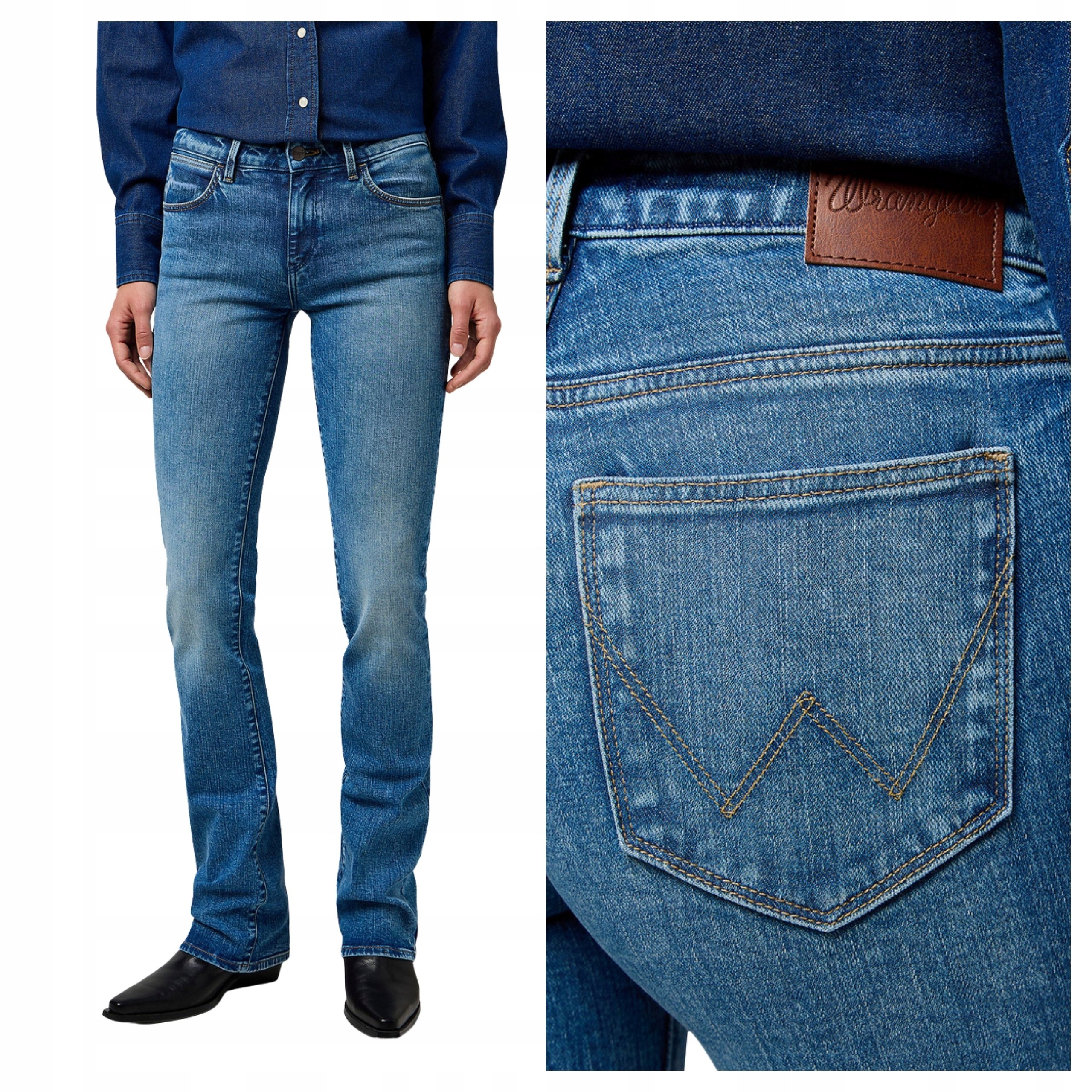 Dámské kalhoty Wrangler Bootcut Jeans Modré Rustler Wash W28 L30