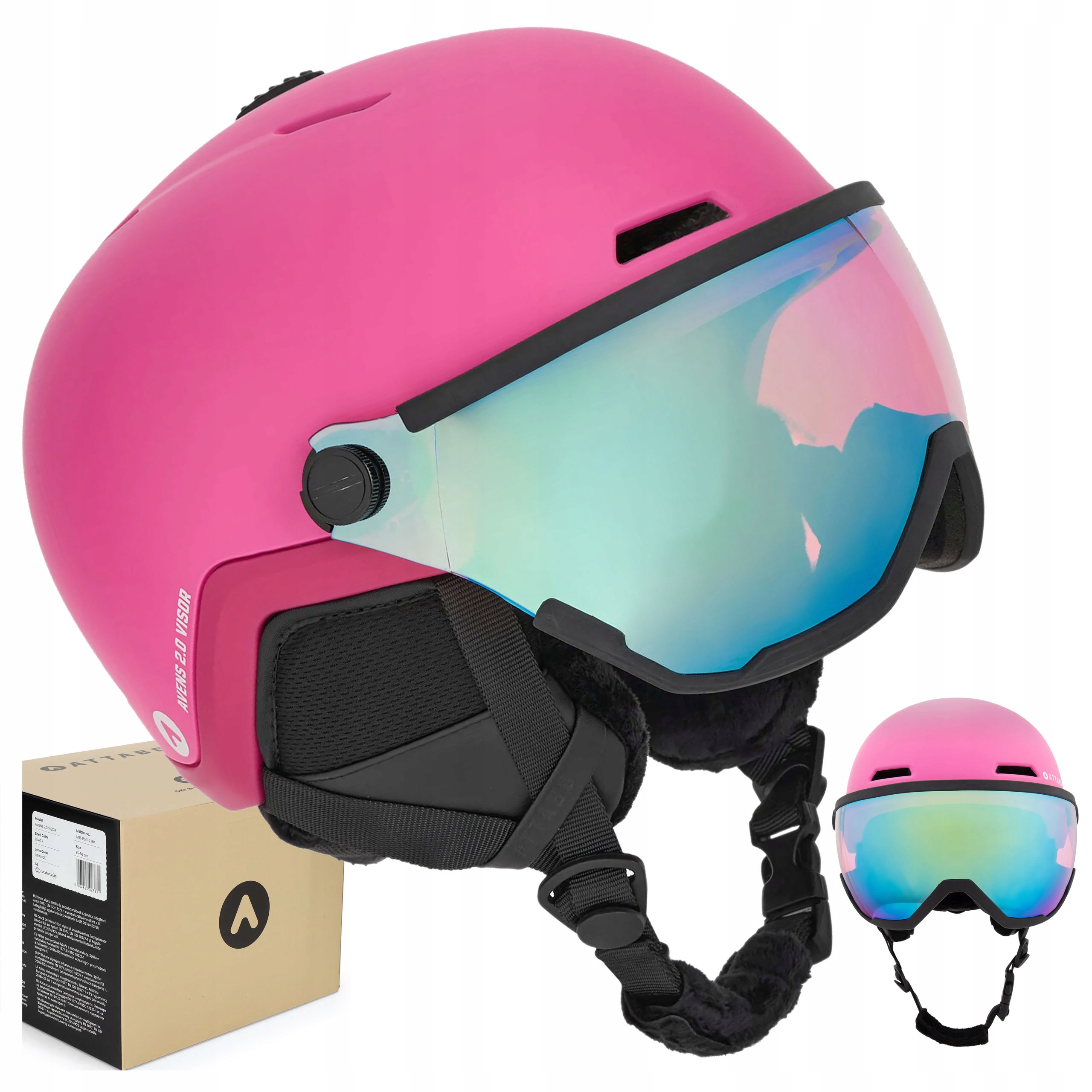 Kask Narciarski Dziecięcy Attabo Avens 2.0 Visor Jr Z Szybą Wizjer 51-54 cm