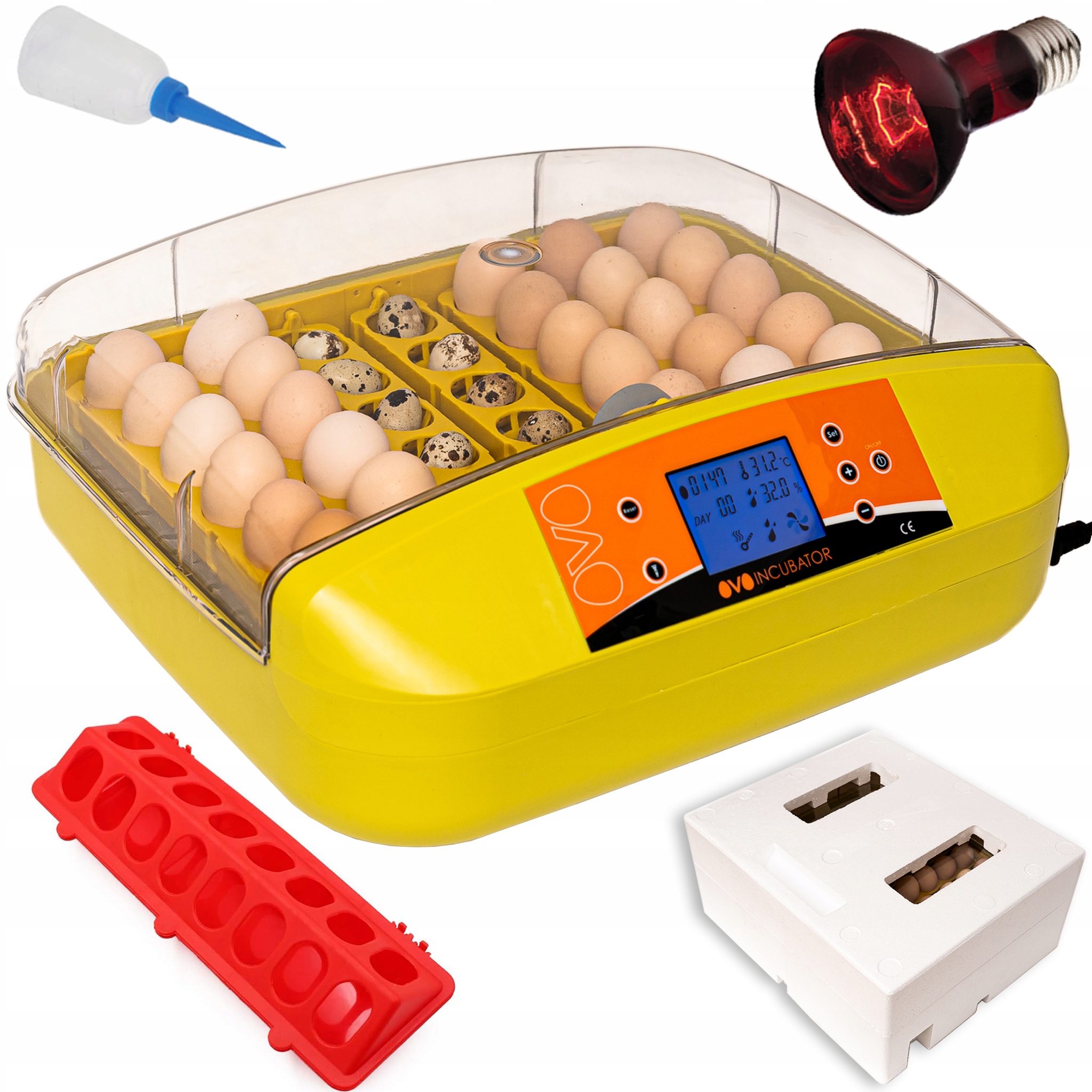 INKUBATOR AUTOMATYCZNY OVO do 42 JAJ klujnik wylęgarka Bogaty ZESTAW LĘGOWY