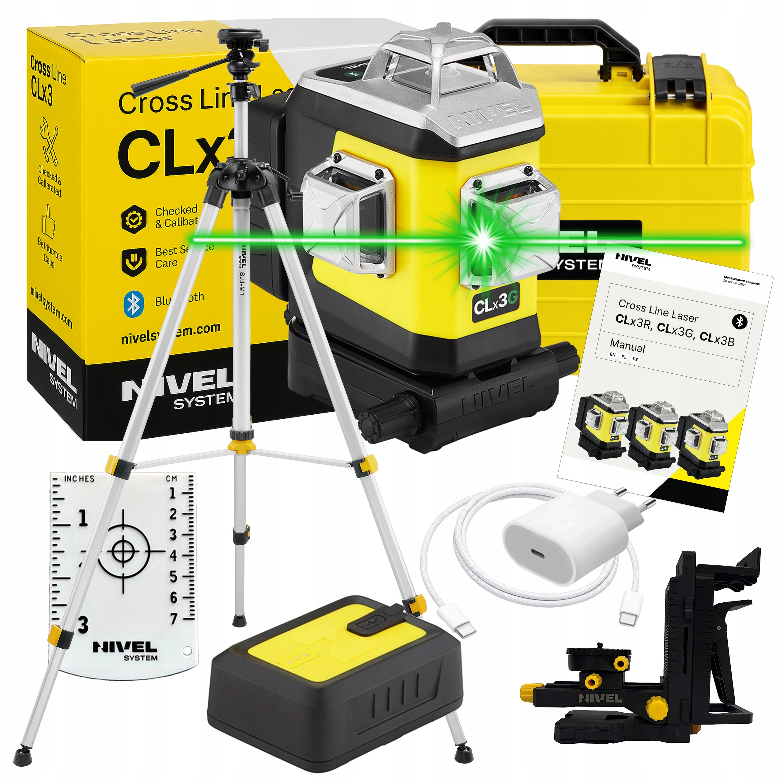 Laser Krzyżowy Nivel System CLX3G Zielony Statyw
