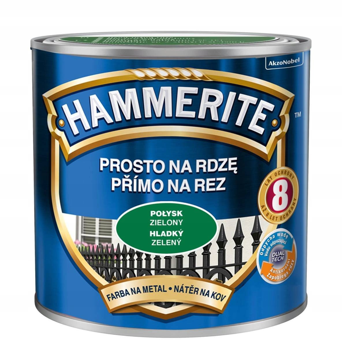 HAMMERITE Farba na rdzę 2,5L ZIELONY POŁYSK Gama kolorystyczna odcienie zieleni
