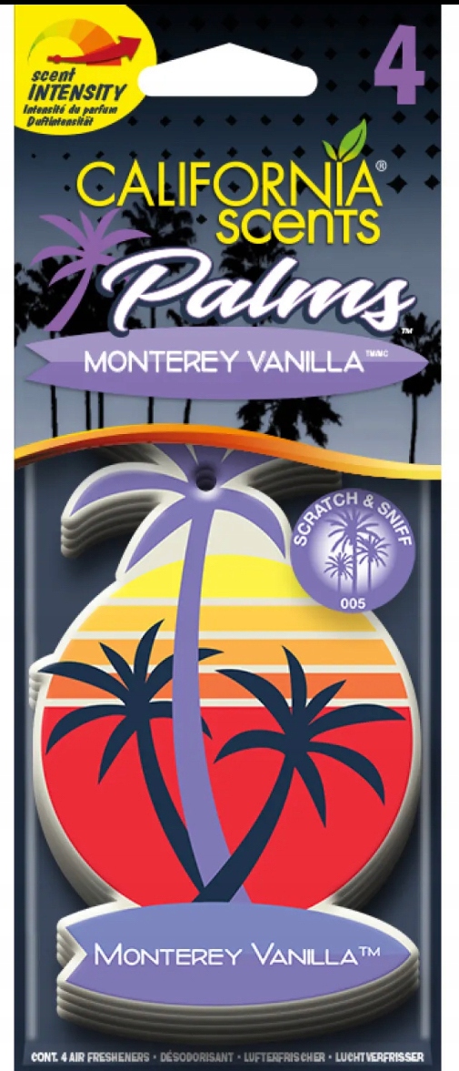 CALIFORNIA SCENTS Palms Zawieszka do samochodu Monterey Vanilla 4PACK