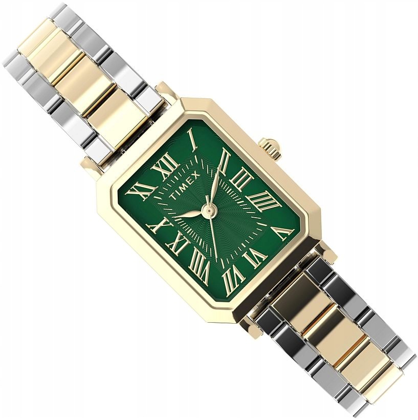 Obdélníkové Dámské Hodinky Timex TW2Y72000 Se Zeleným Ciferníkem Na Náramku
