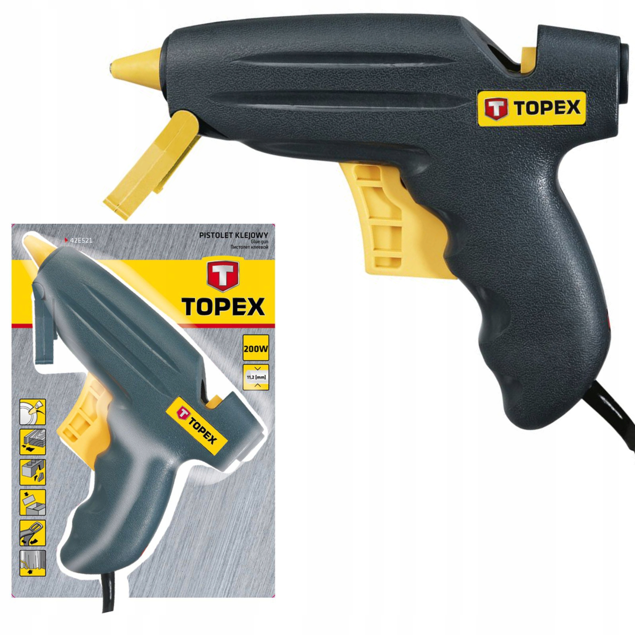 TOPEX PISTOLET DO KLEJU KLEJENIA NA GORĄCO 200W