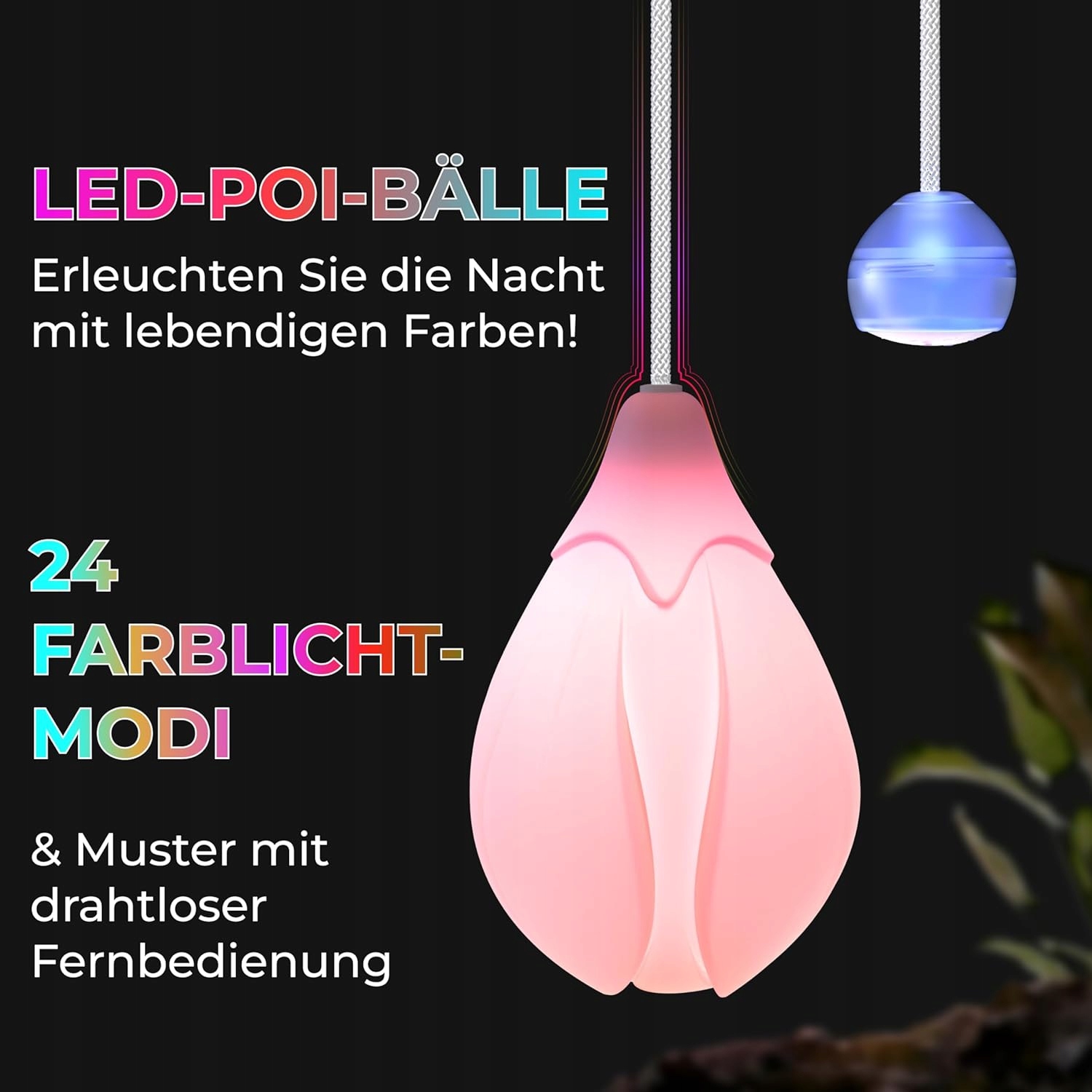LED Poi Balls Zestaw 2 Świecące w Nocy LED PIĘKNE ładowane usb Kod producenta LED POI