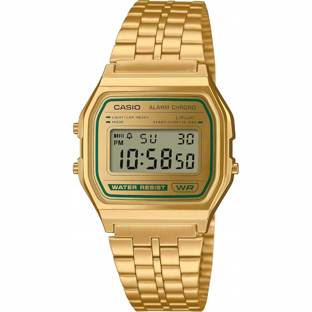Casio Vintage A158WEGV-9AEF zlaté hodinky v retro stylu s displejem