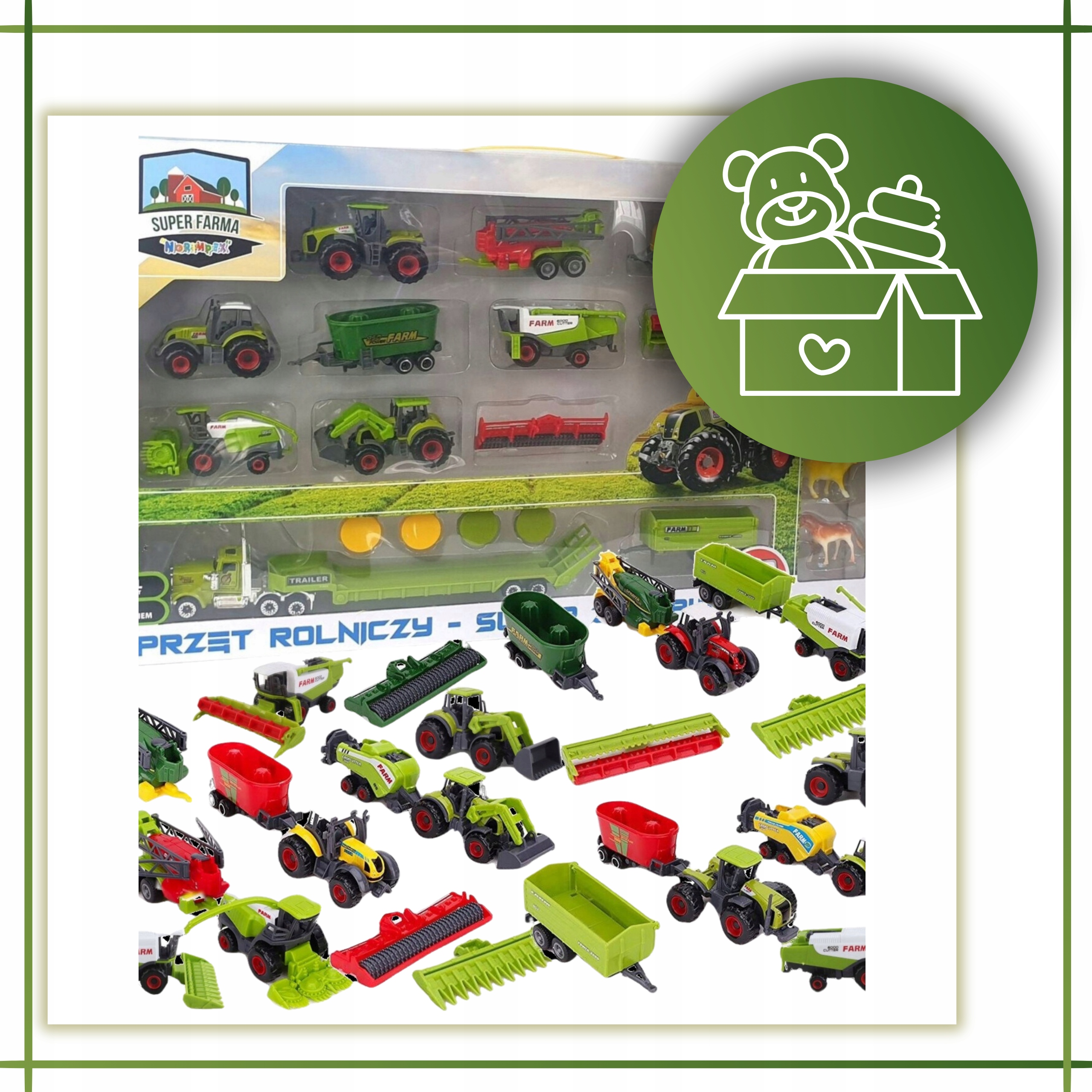 Maszyny Rolnicze Traktory Kombajny Duży Zestaw Farmera dla Dzieci Zwierzęta Wiek dziecka 3 lata +