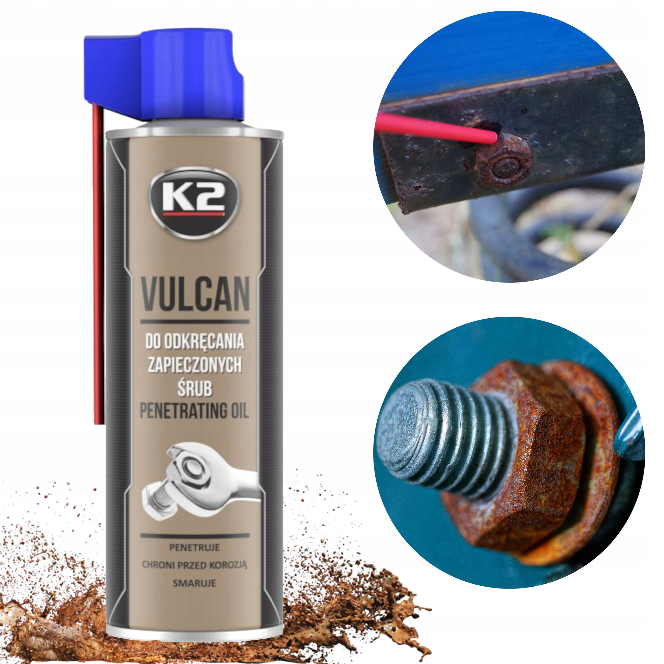 K2 Vulcan Odrdzewiacz Penetrator Do Śrub Gwintów 500ml Ułatwia Odkręcanie