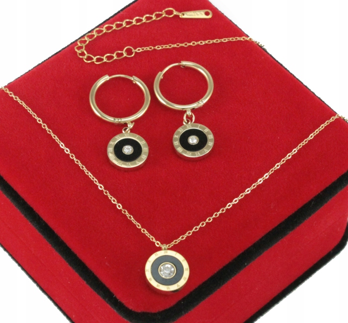 

Komplet Biżuterii Złoty Zegar Zirconia Stal 316 L