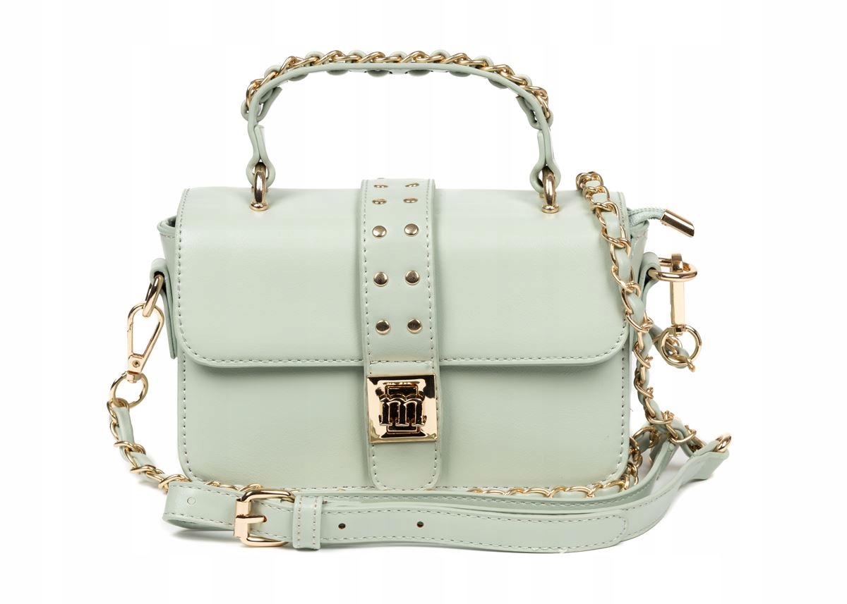 SELEDYNOWA TOREBKA DAMSKA KUFEREK Z DŻETAMI MATOWA Materiał dominujący skóra ekologiczna