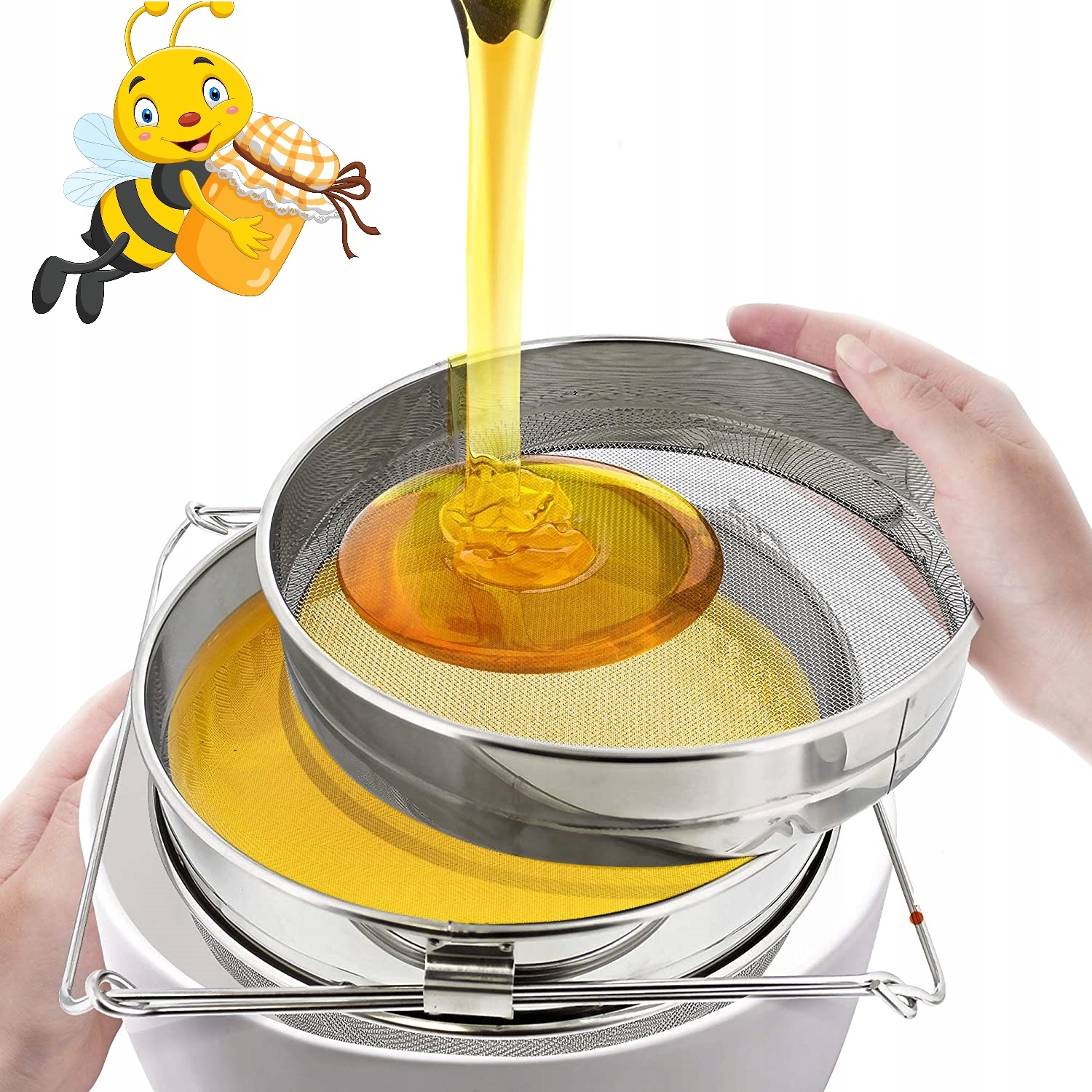 Sito Podwójne Stal Nierdzewna Do Miodu Cedzidło Gęste Wypukłe i Płaskie