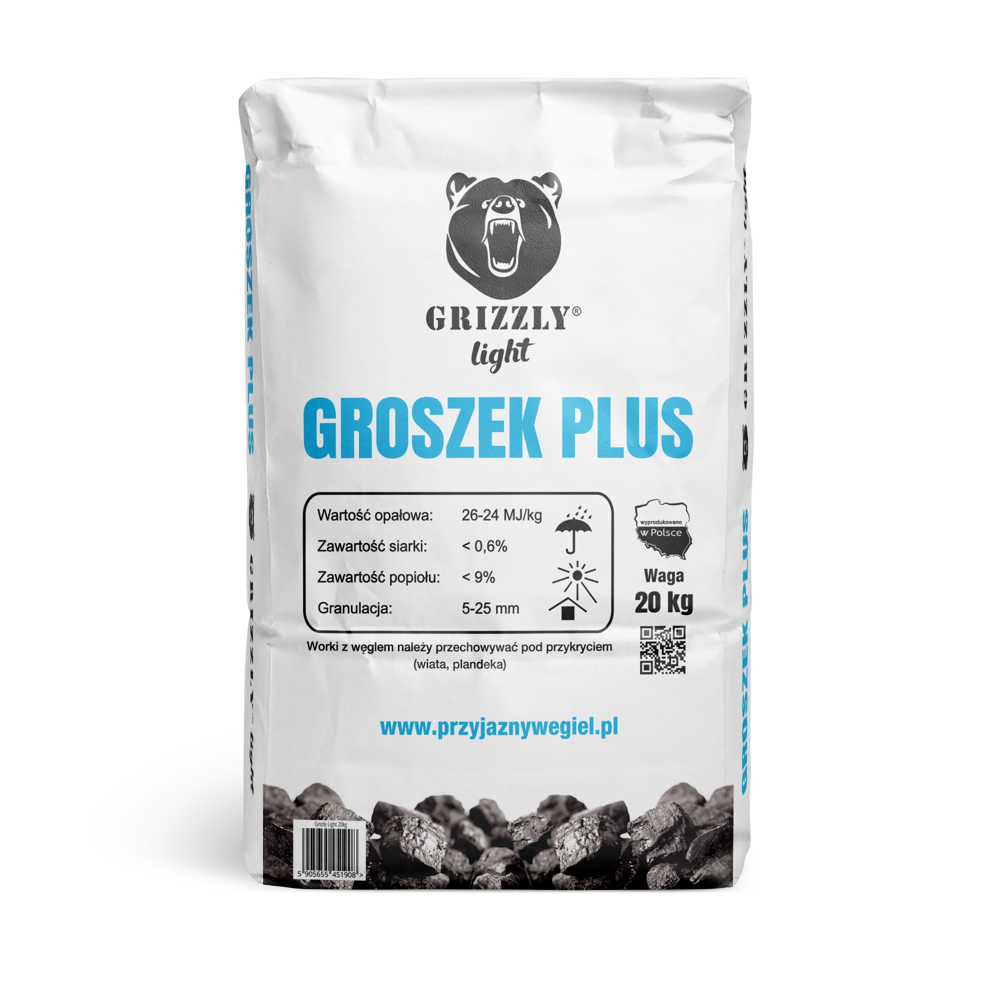 Węgiel Groszek Plus GRIZZLY Light 26MJ – 1 tona (workowany)