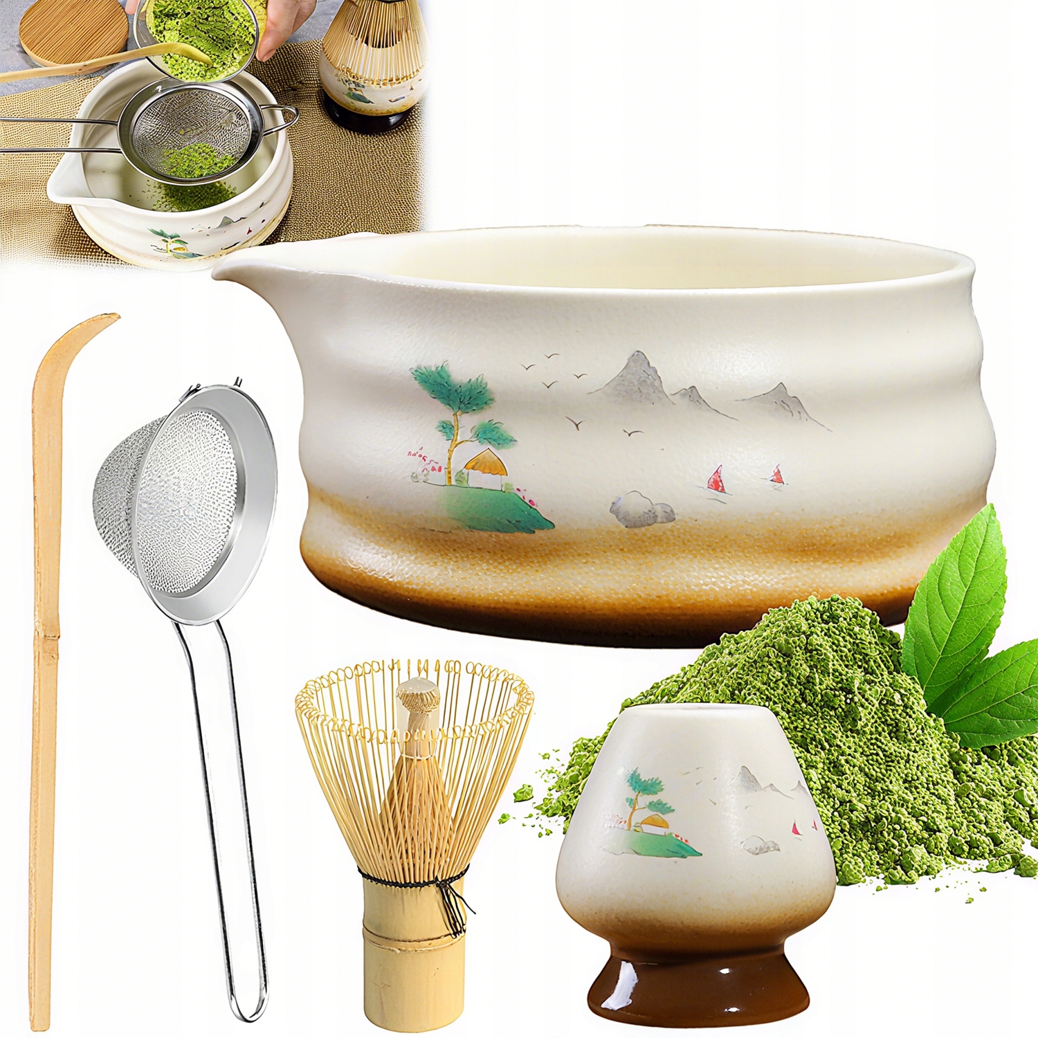 Startovací Sada pro Matcha pro začátečníky i pokročilé keramická čajová miska