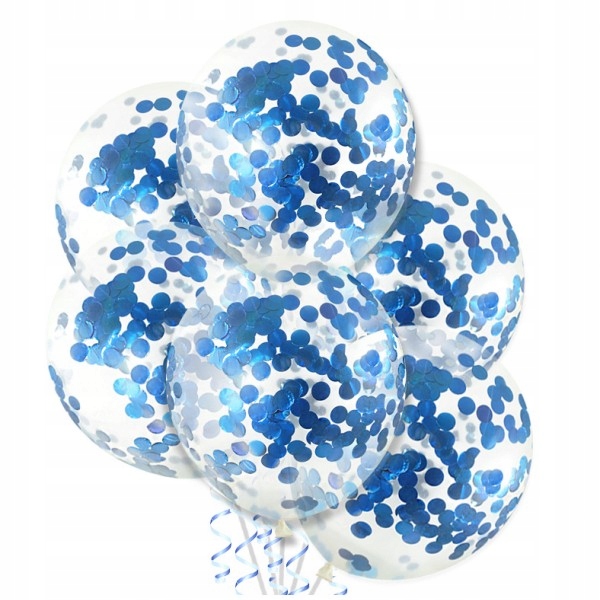 

Balony z konfetti niebieskie granatowe impreza x10