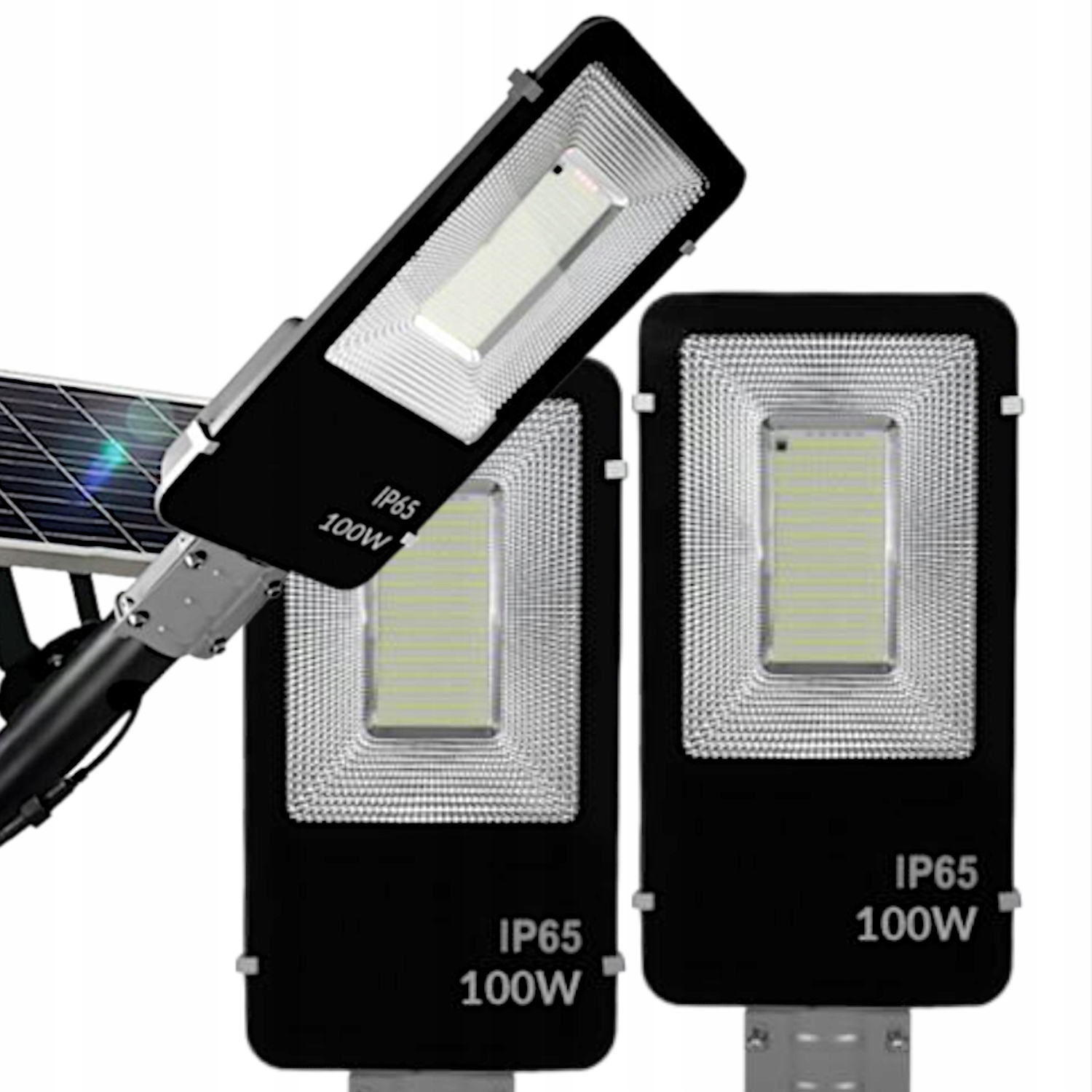 3X Wodoodporna Lampa Solarna Led 100W Czujnik Zmierzchu Uliczna Uchwyt Rura