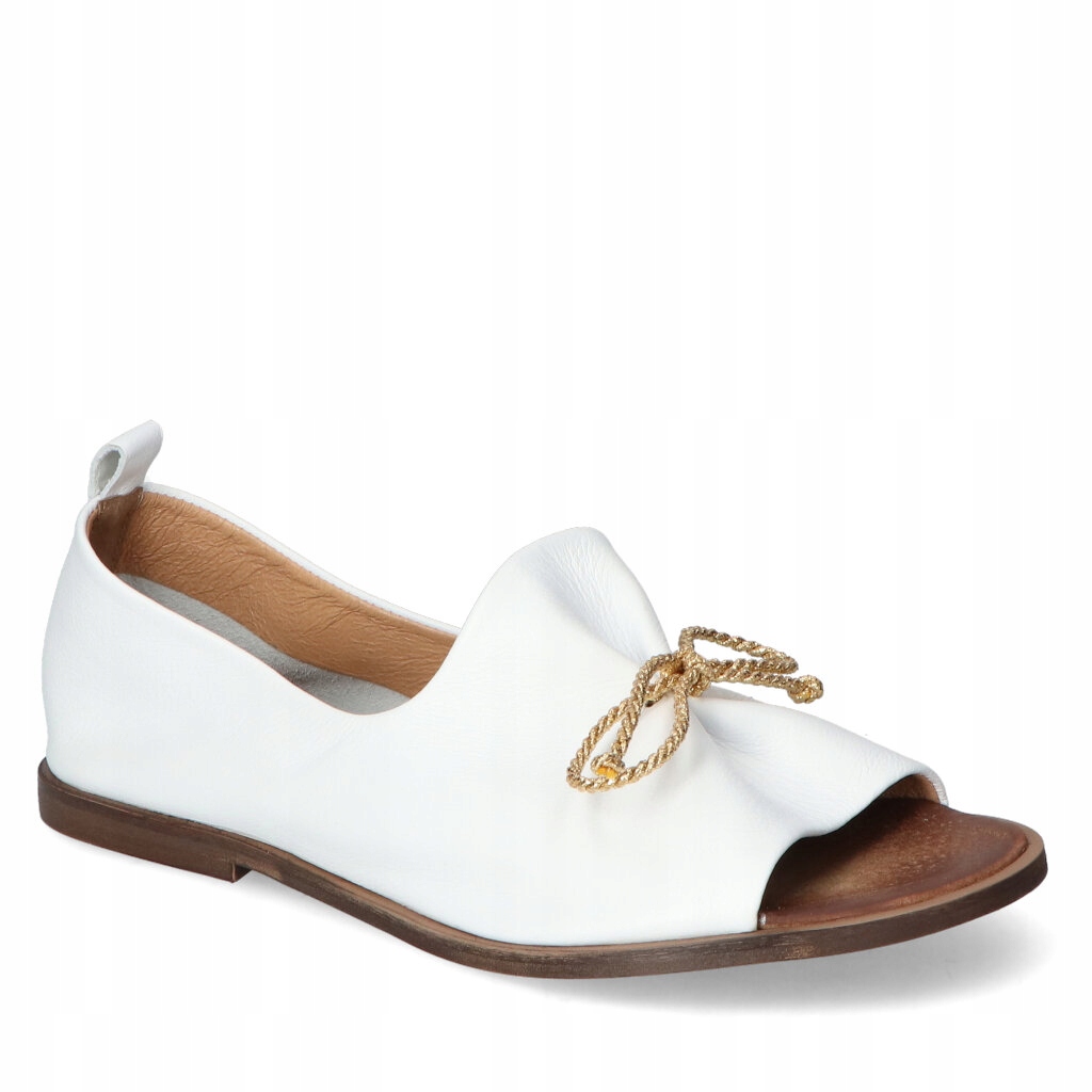 Polobotky s odhalenými prsty Sandály Nicole Bílé Kožené