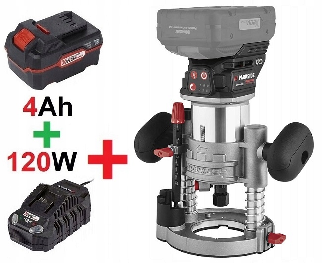 Акумуляторна фрезерна машина 20 В + акумулятор 4 Ач + зарядний пристрій PMFAP 20 PARKSIDE