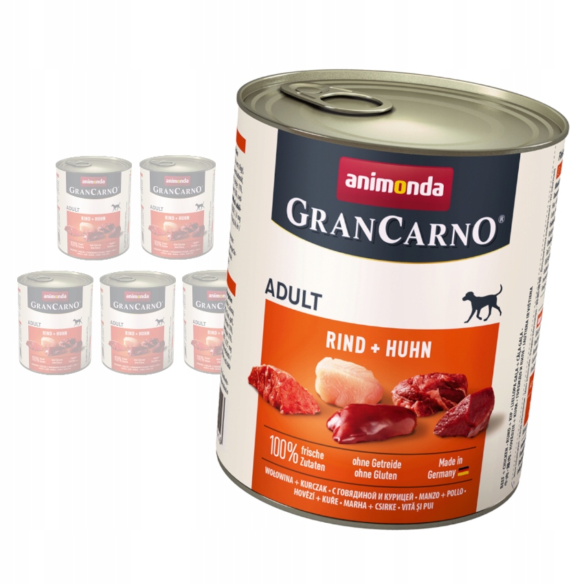 Levně Animonda GranCarno Adult 6x800g Vlhké Krmivo pro psy s hovězím a kuřecím masem