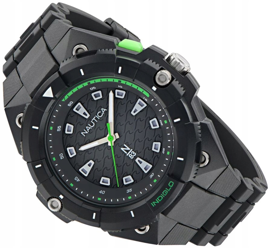 Pánské Hodinky Nautica Coronado Bay Černé Sportovní S Indiglo WR100 47mm