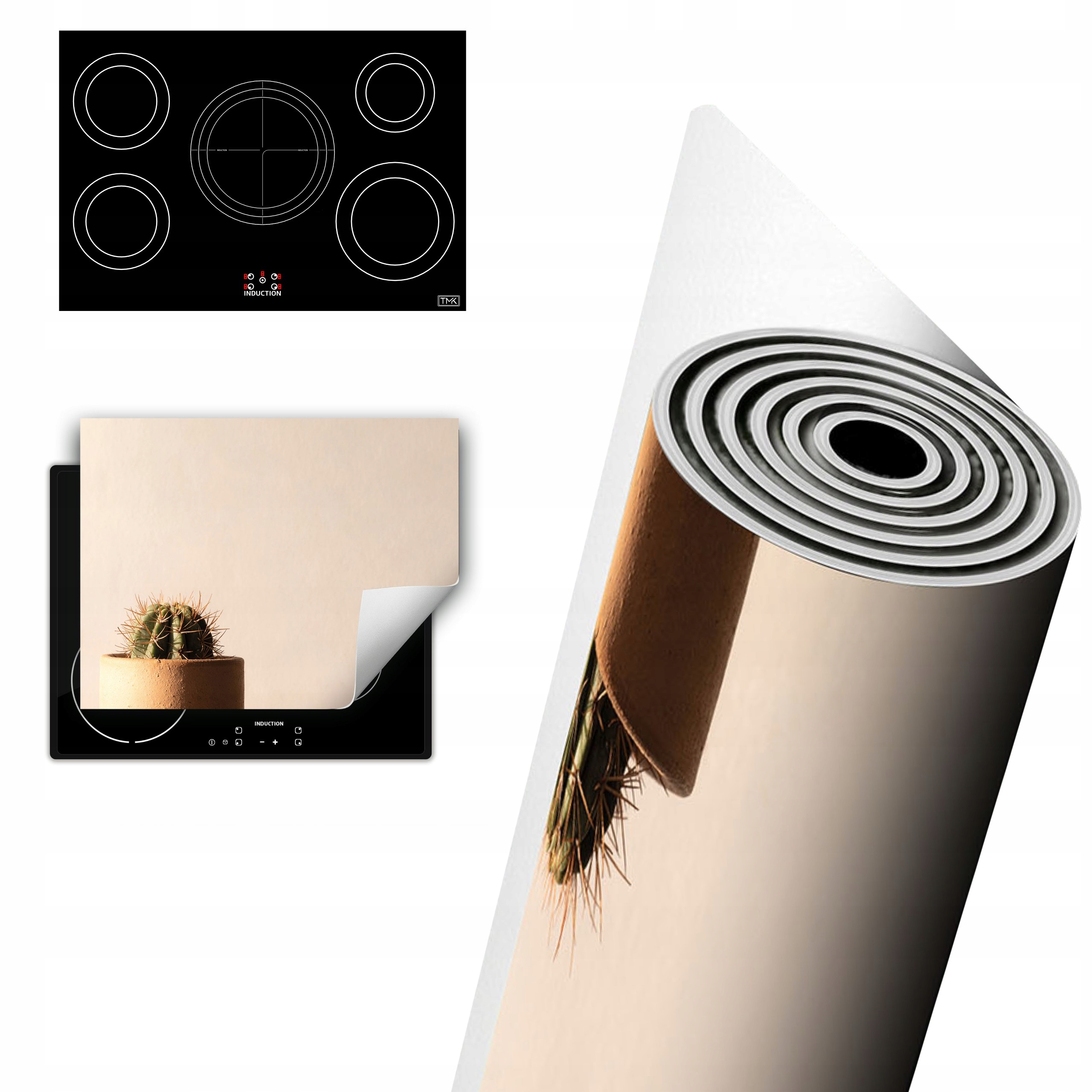 Vinylová Ochrana Na Indukci Pracovní Deska 80x52 kaktus