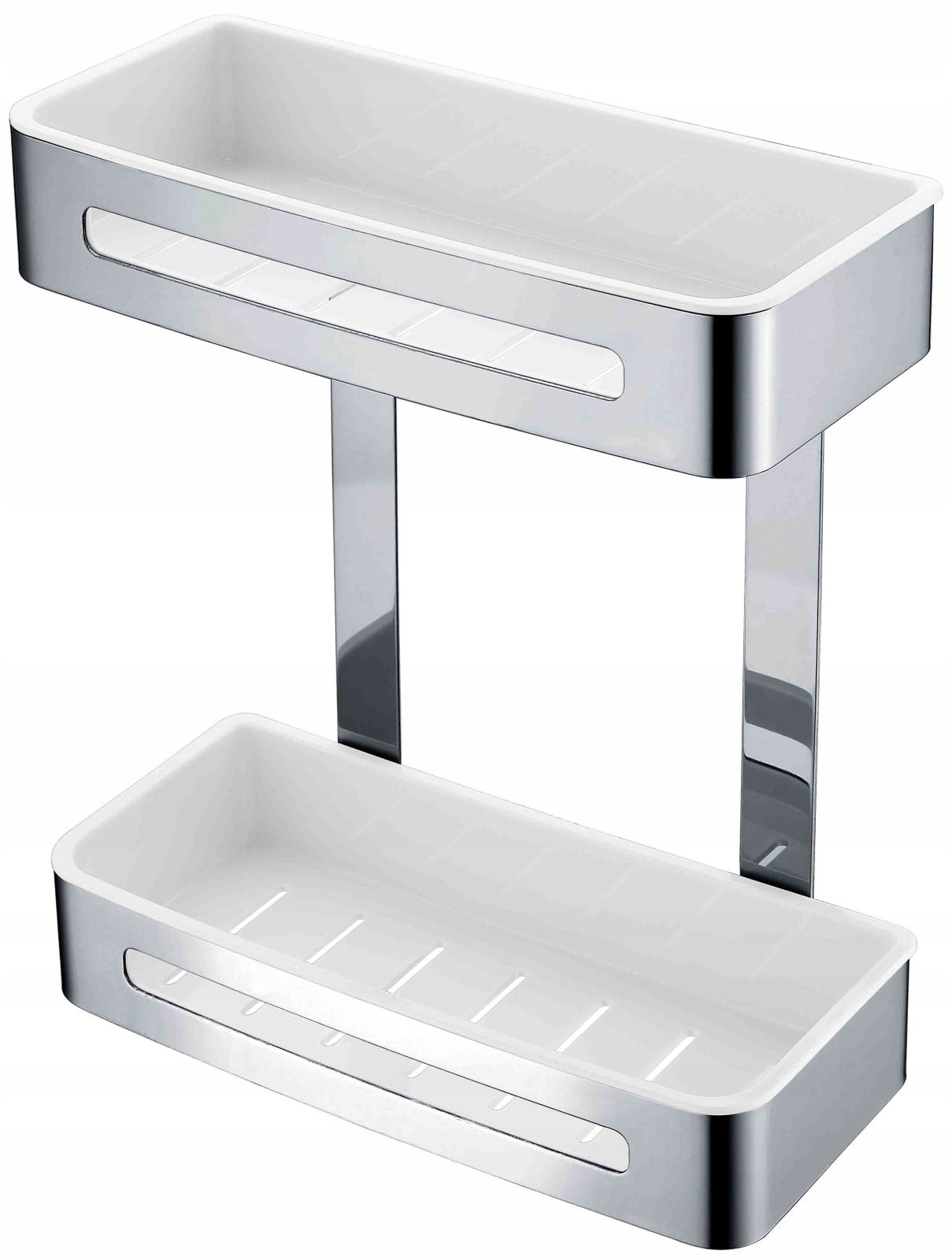 Koupelnová polička s dvojitým košíkem pod sprchu ocel