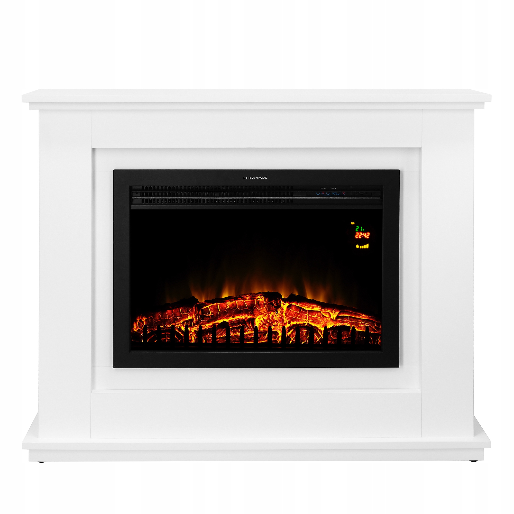 Kominek elektryczny LED. BIAŁY. PIEKNY
