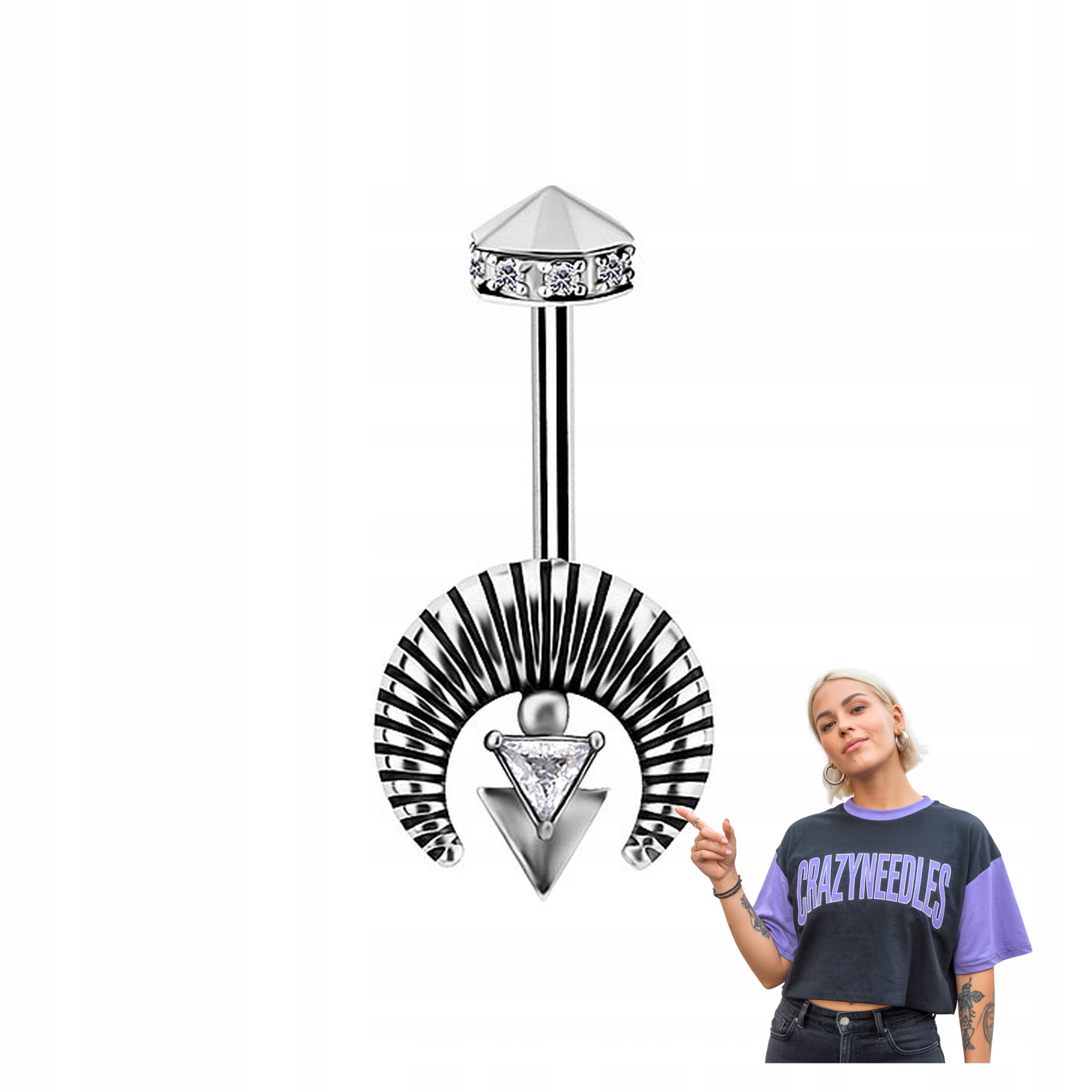 Náušnice na vertikální šroub s bílými zirkony stříbrná barva 1,2/6