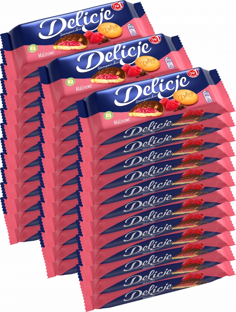 Ciastka Delicje Szampańskie 147g malinowe x36