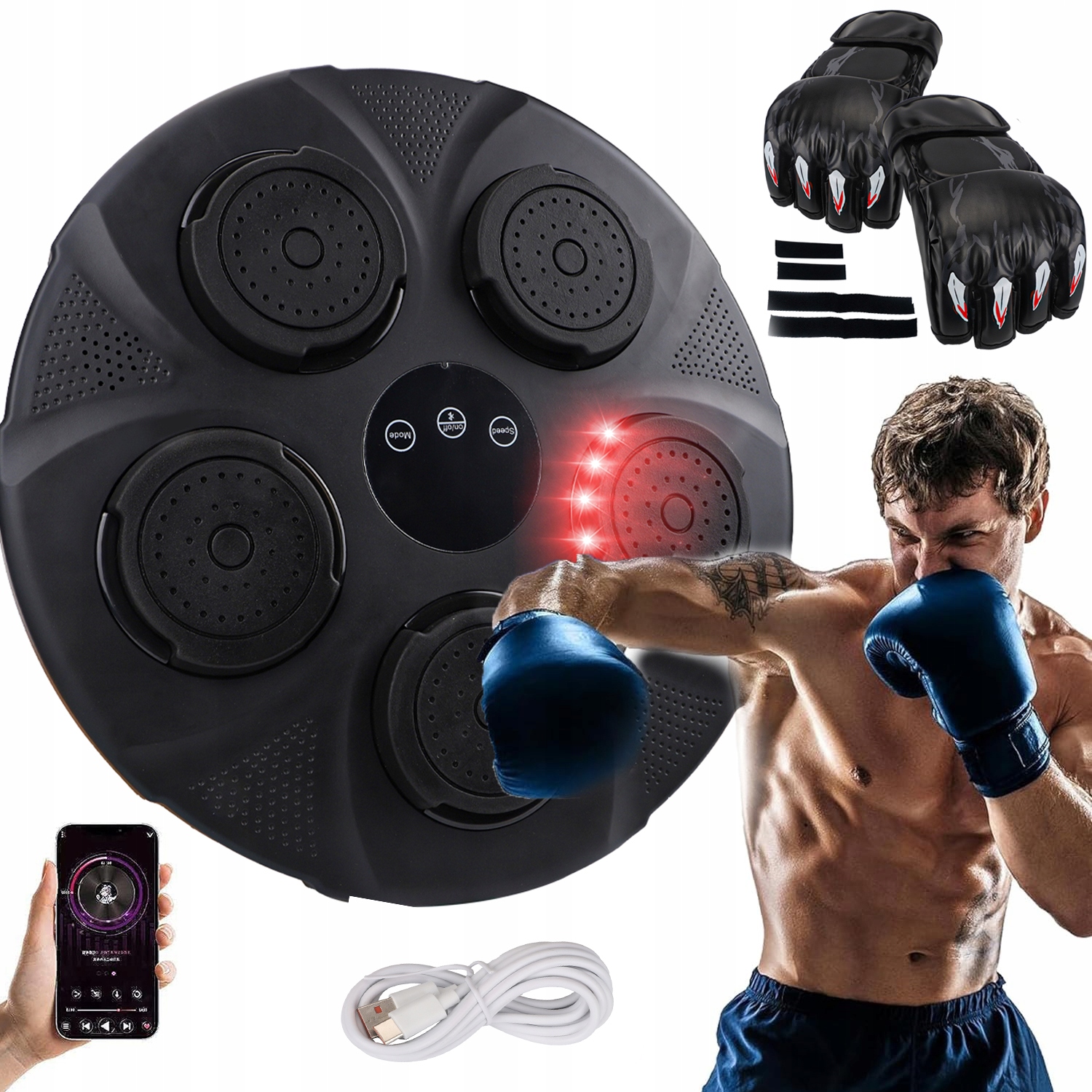 Trenażer Bokserski DoMontażu Ścianie Muzyka,Muzyczny Trener Boksu Bluetooth
