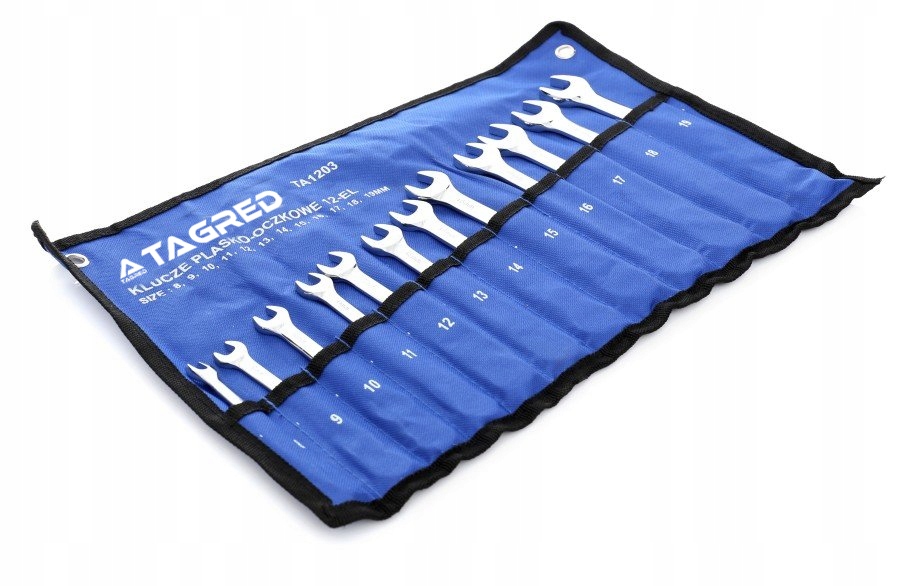 KLUCZE PLASKIE OCZKOWE Z GRZECHOTKA ZESTAW 12 SZT Number of Elements sets