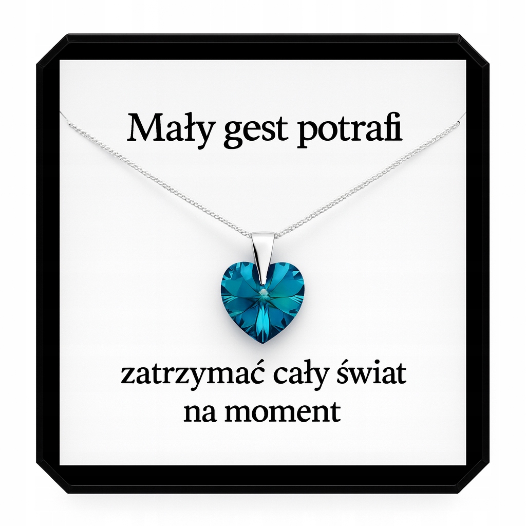 Naszyjnik srebrny serce Swarovski biżuteria damska 925 45 cm