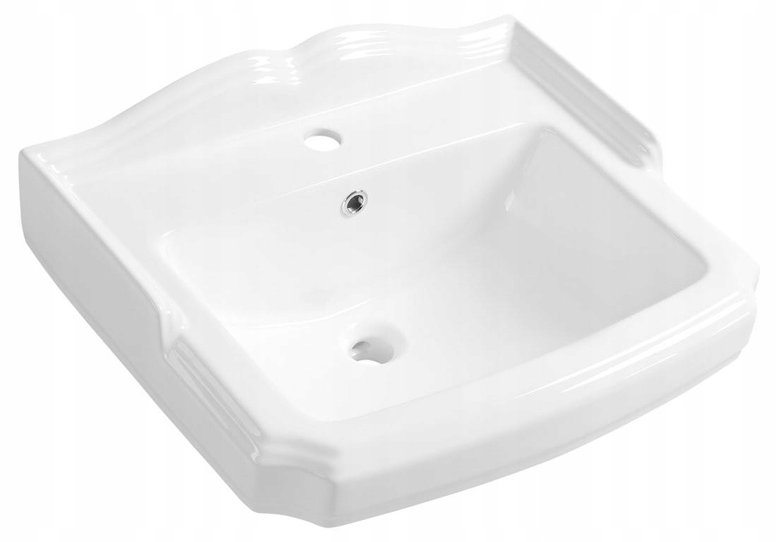 Obdĺžnikové závesné umývadlo Aqualine Antik 58 cm biele AK102