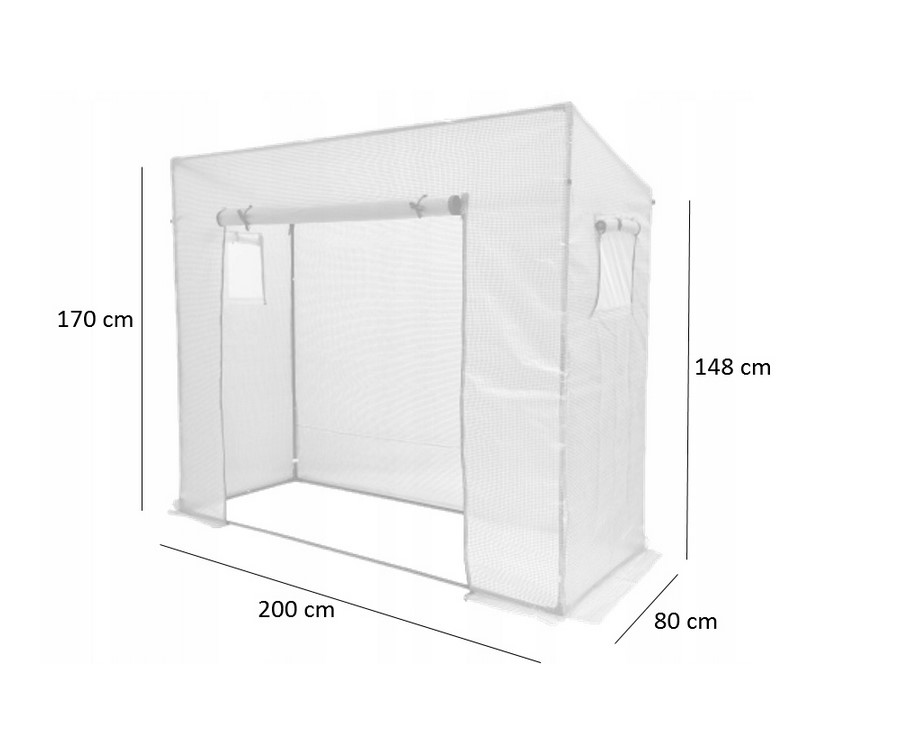 SZKLARNIA OGRODOWA TUNEL FOLIOWY FOLIAK NAMIOT NA POMIDORY WARZYWA ROZSADY Długość 200 cm